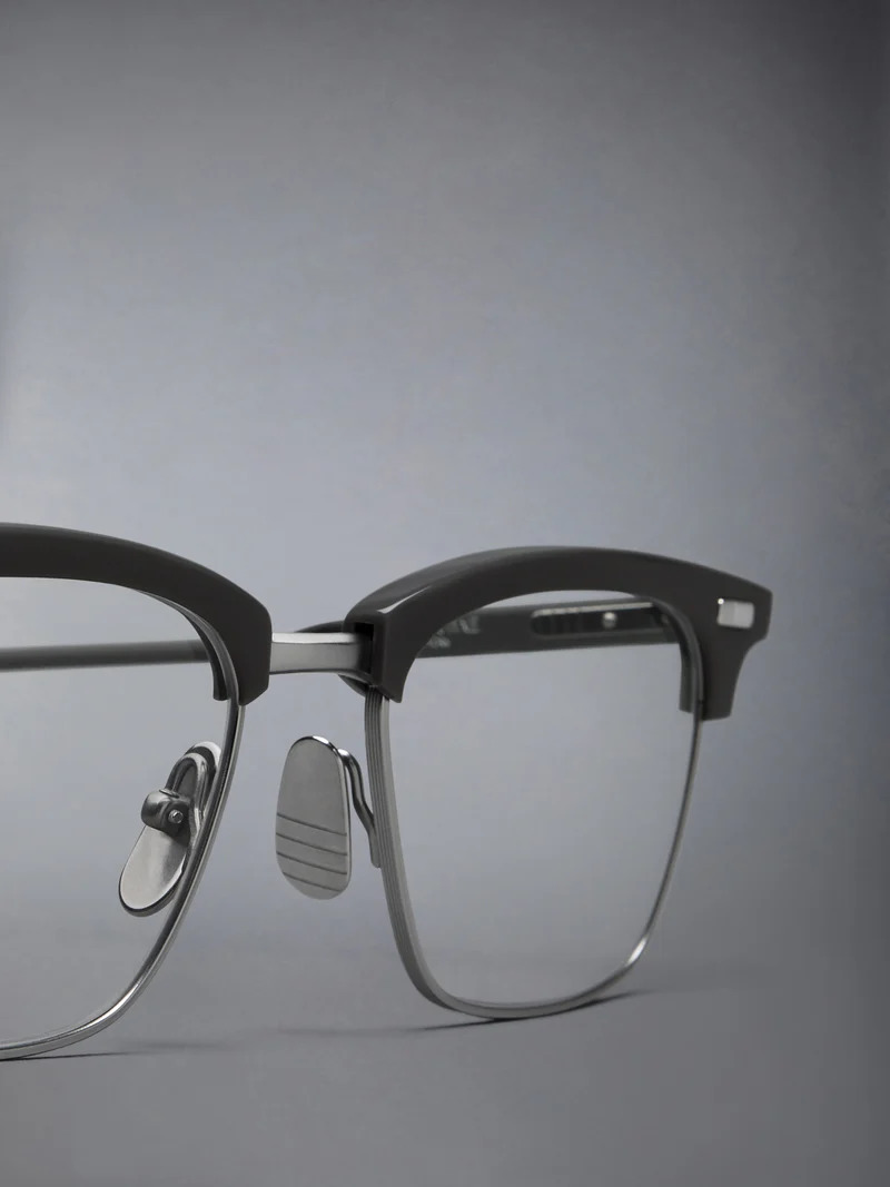 Acetate And Titanium Rectangular Eyeglasses Unisex - 3