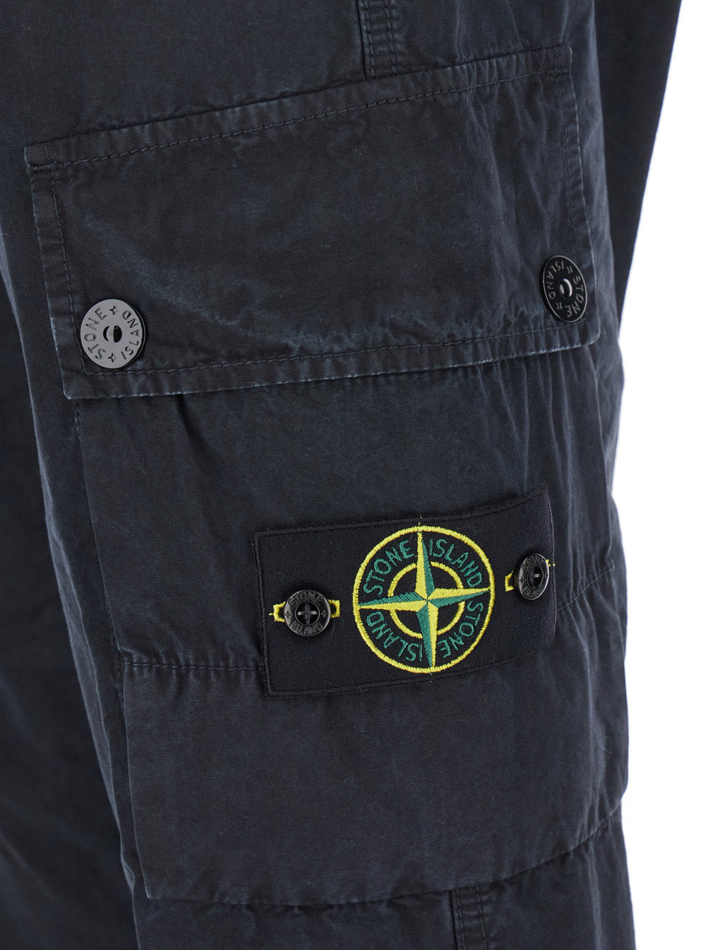 Stone Island Men Blue Pants With Cargo Pockets And Applied Compass Logo In Cotton Man - 3