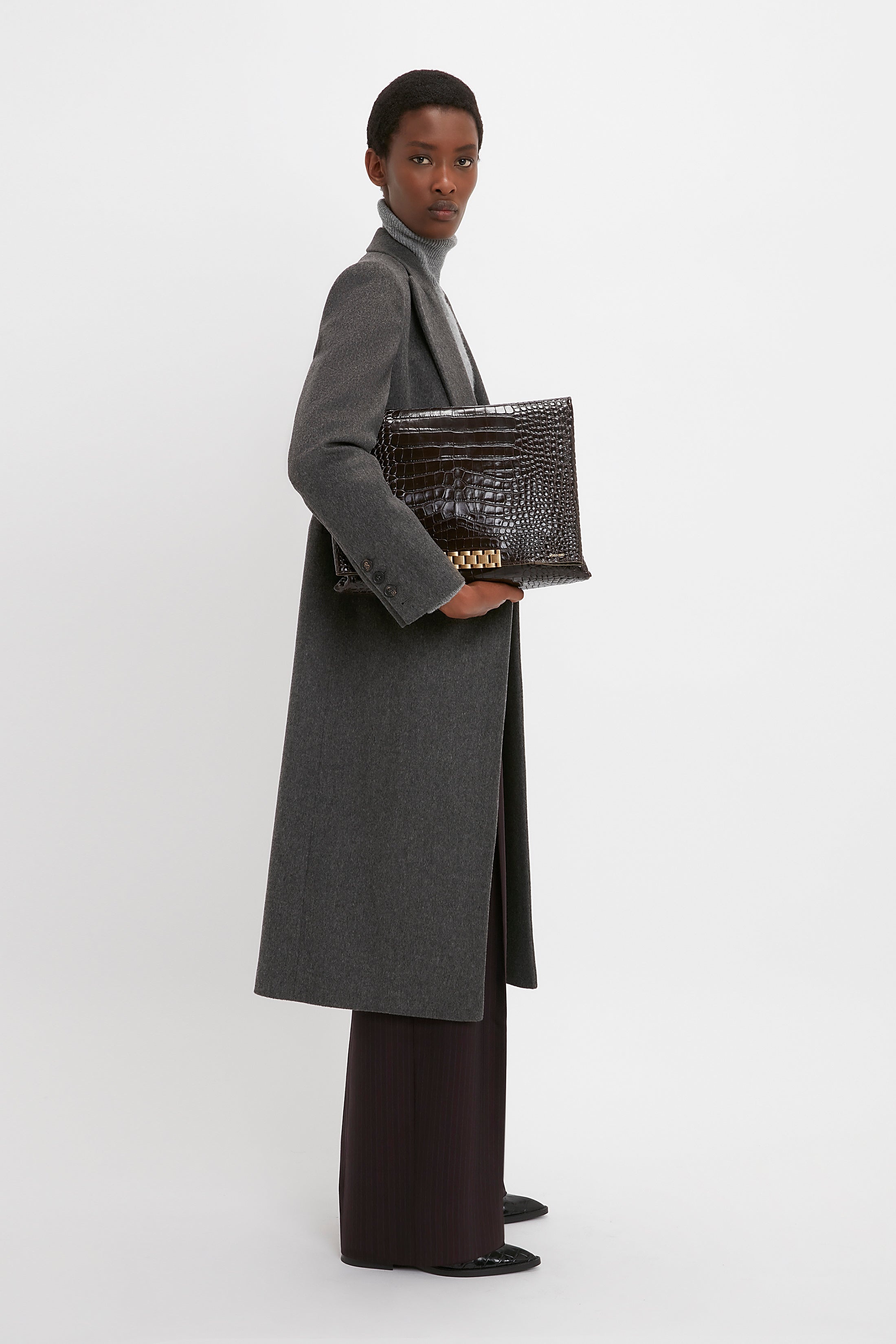 Tailored Slim Coat In Grey Melange - 6