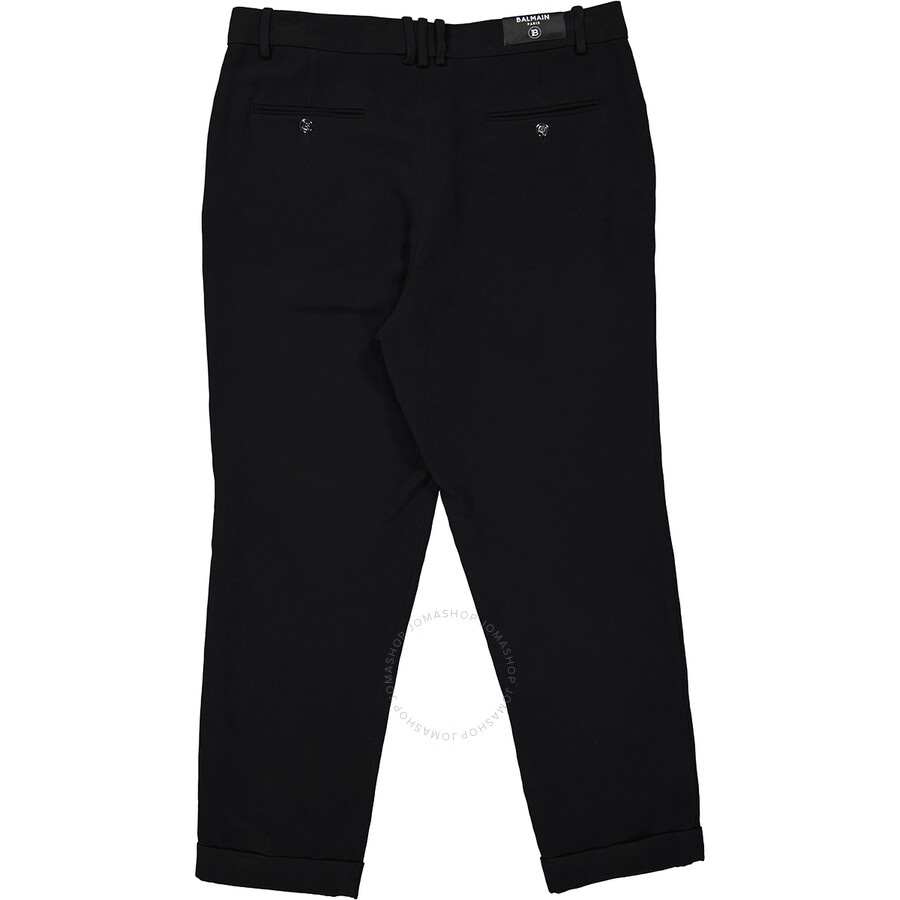 Balmain Men's Black Straight-leg Crepe Trousers - 2