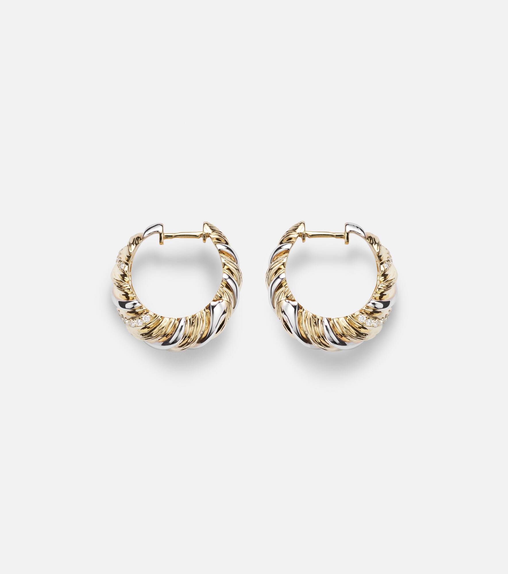 Berlingot 9kt white and yellow gold earrings with diamonds - 4