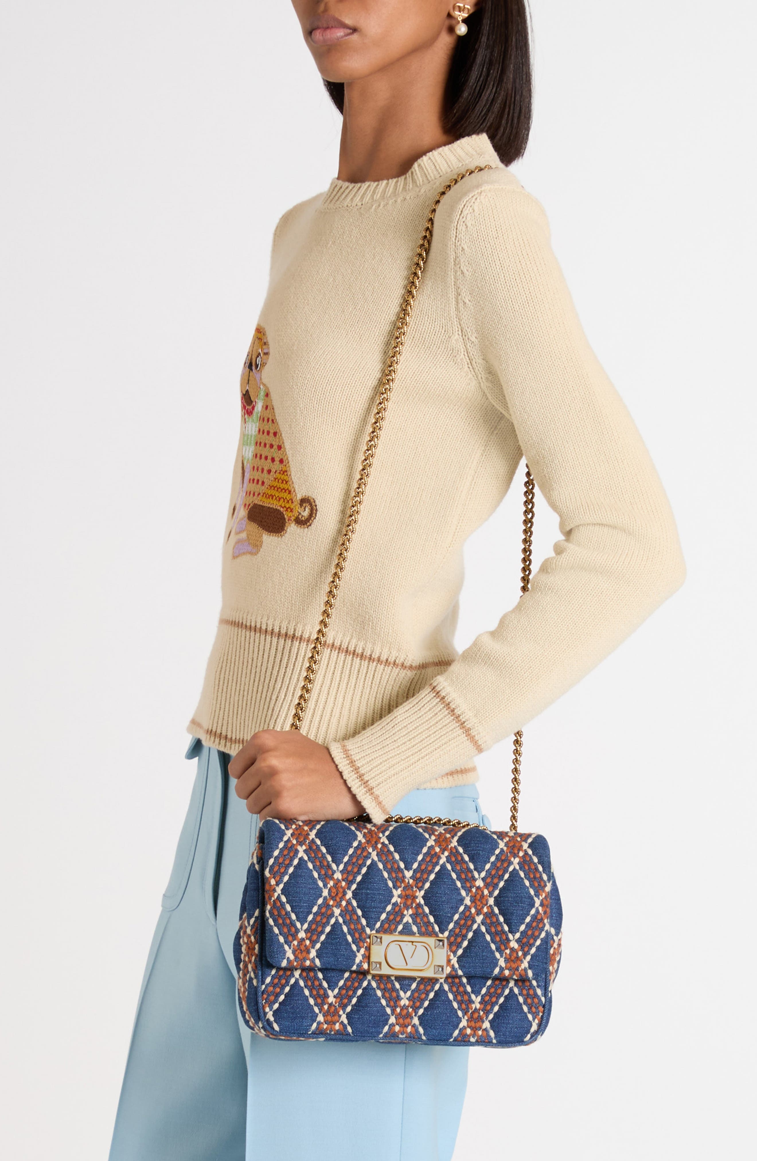 Valentino Garavani Medium Quiltie 67 Quilted Denim Shoulder Bag in Multicolor Denim at Nordstrom - 2