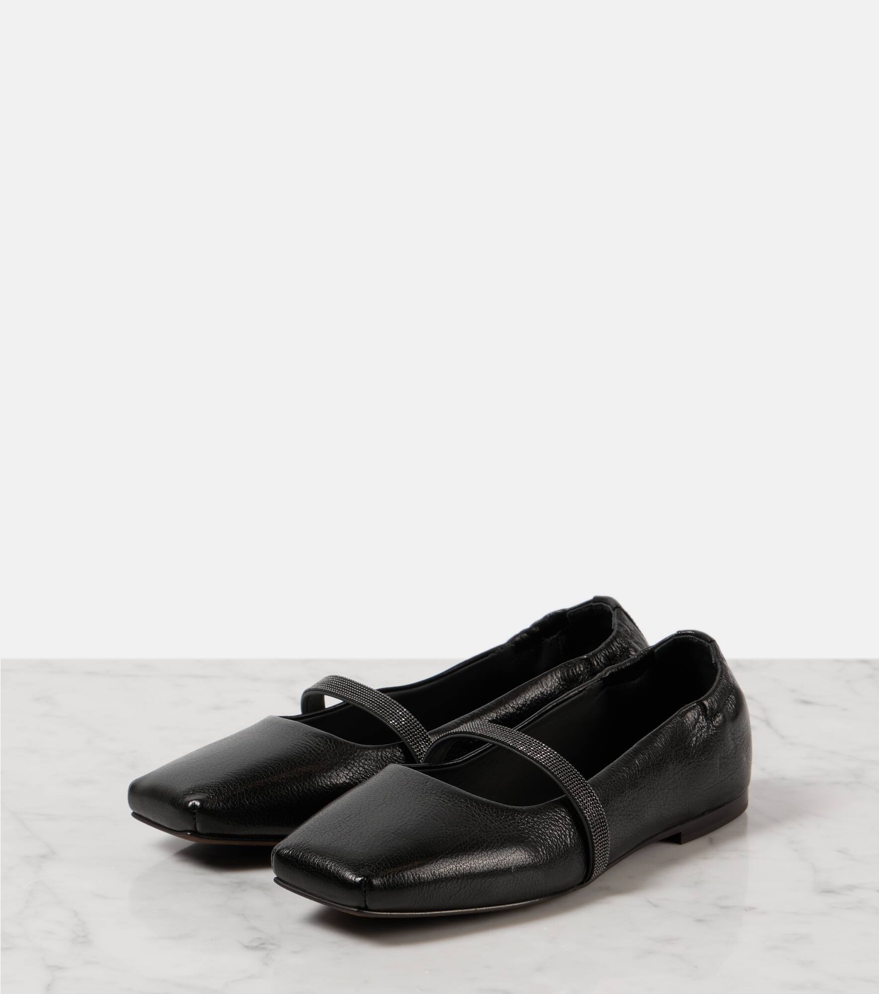 Beaded leather ballet flats - 5