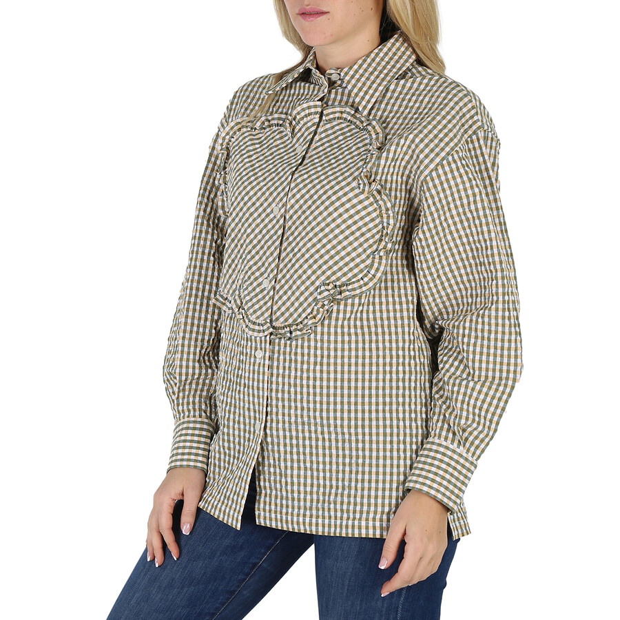 Kenzo Ladies Gingham Print Boke Flower Long-Sleeve Cotton Shirt - 4