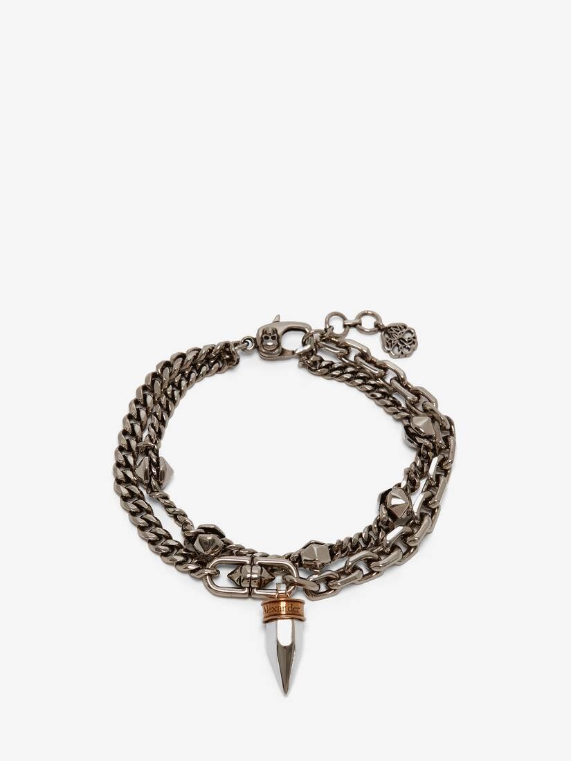 Men's Punk Stud Bracelet in Antique Silver - 1
