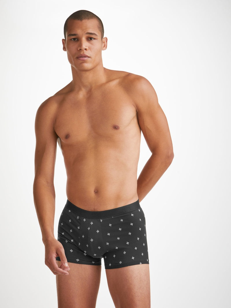 Men's Boxer Briefs Geometric 5 Pima Cotton Stretch Black 2