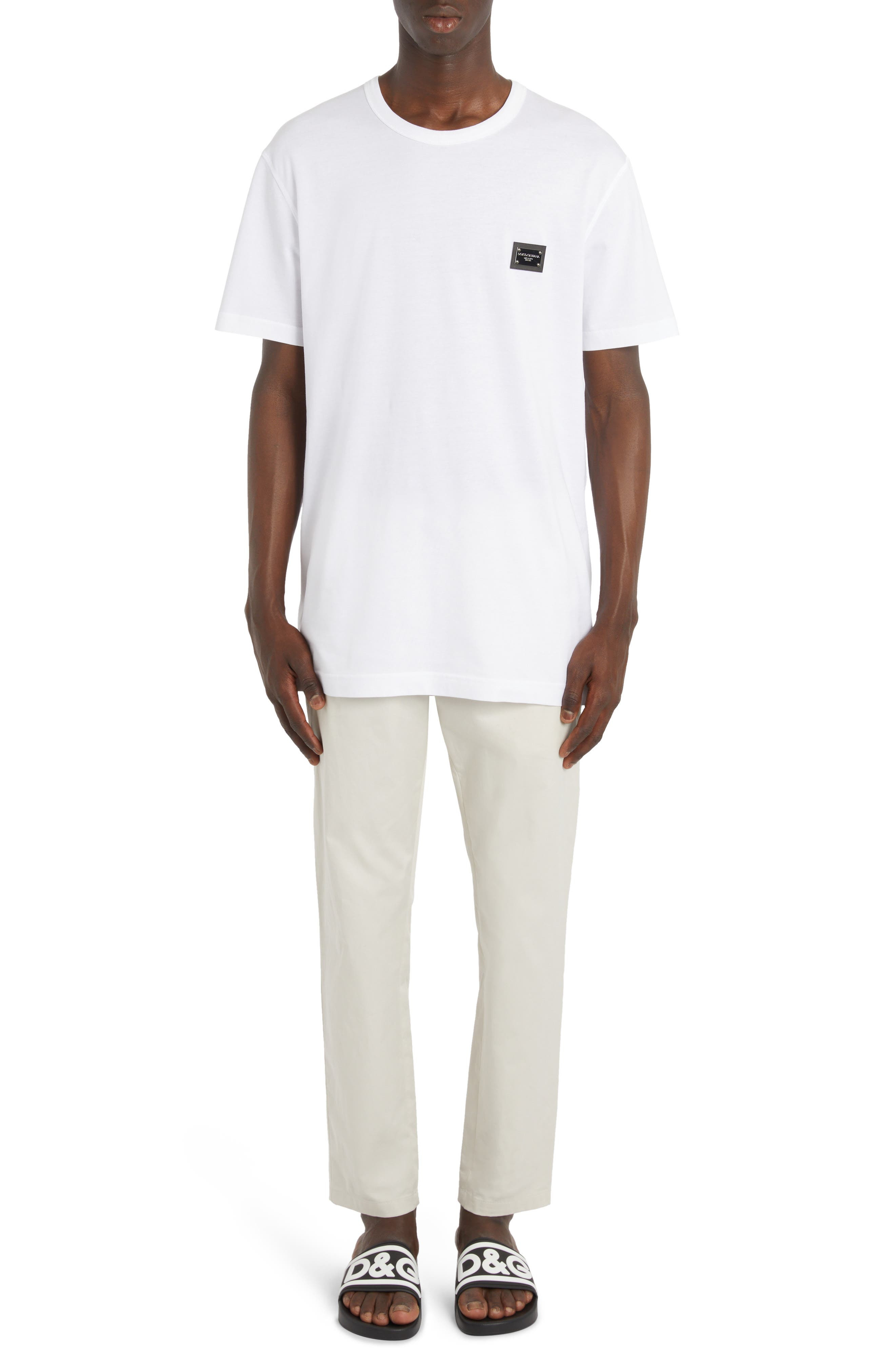Logo Plate Crewneck Cotton T-Shirt - 7