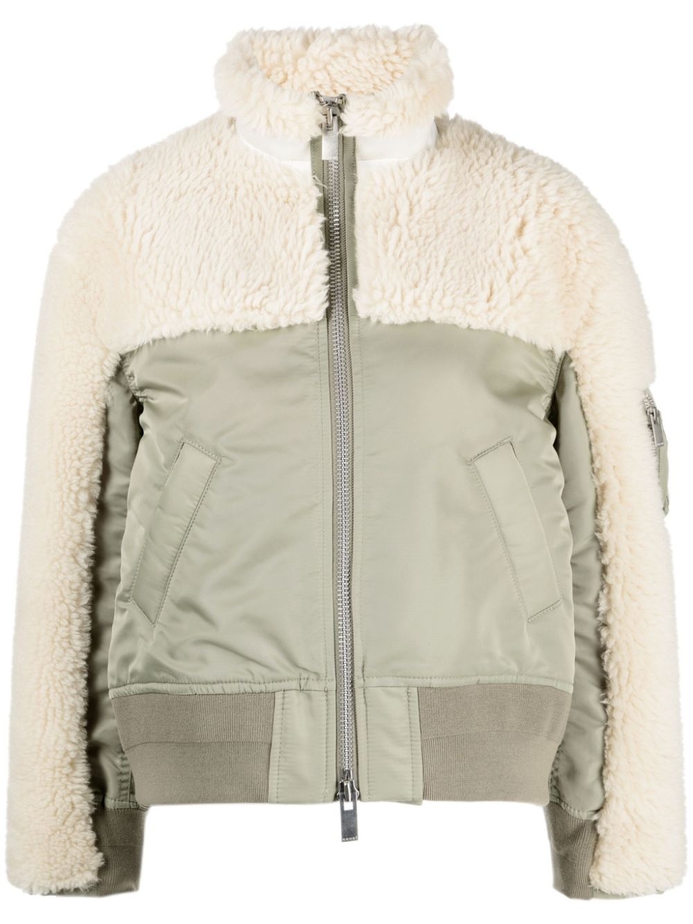 panelled shearling bomber jacket - 1