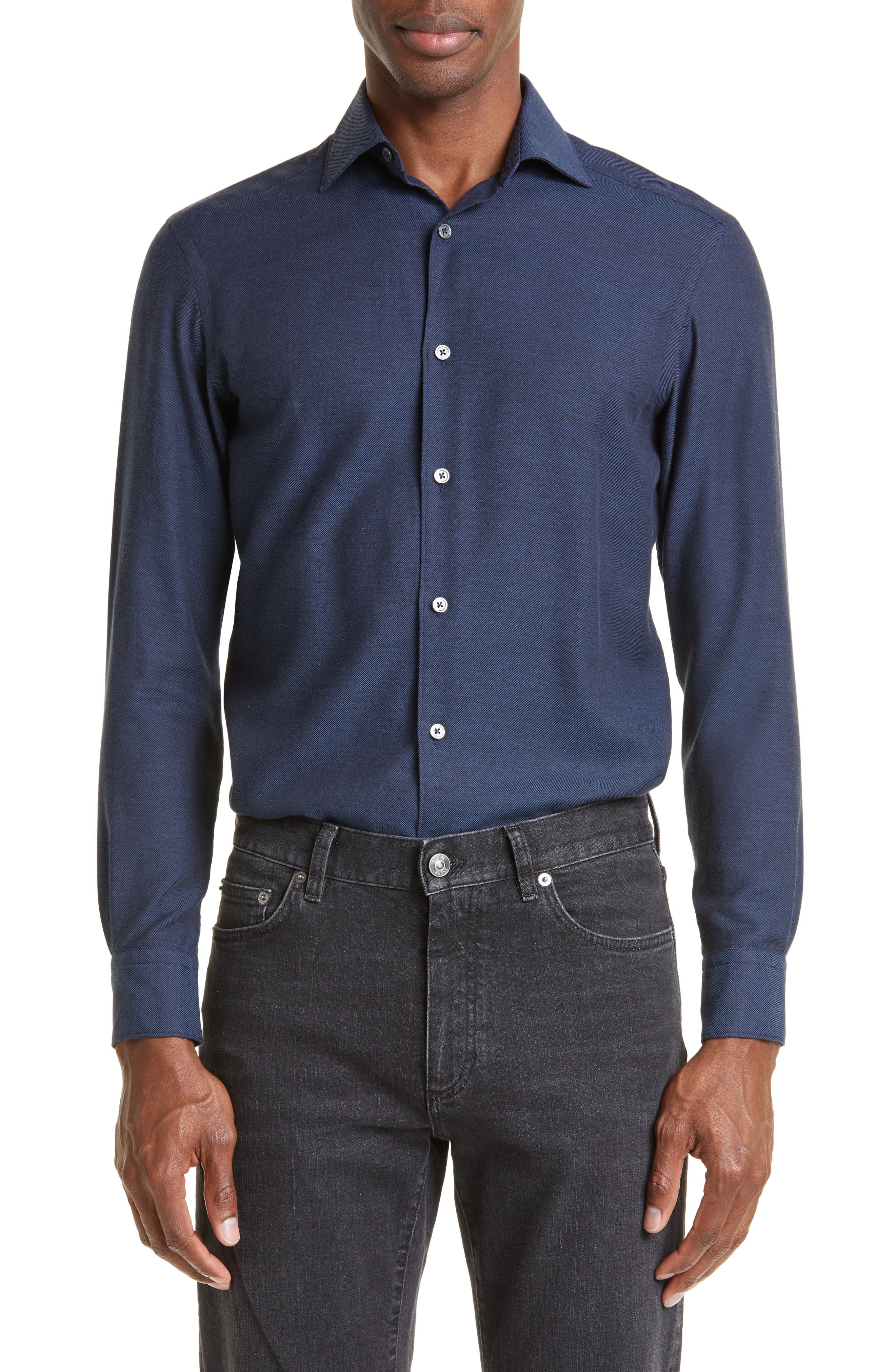 Cashco Cotton & Cashmere Button-Up Shirt - 1