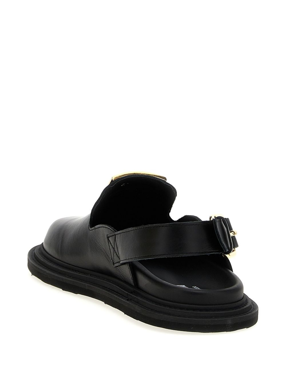 logo-plaque leather sandals - 3
