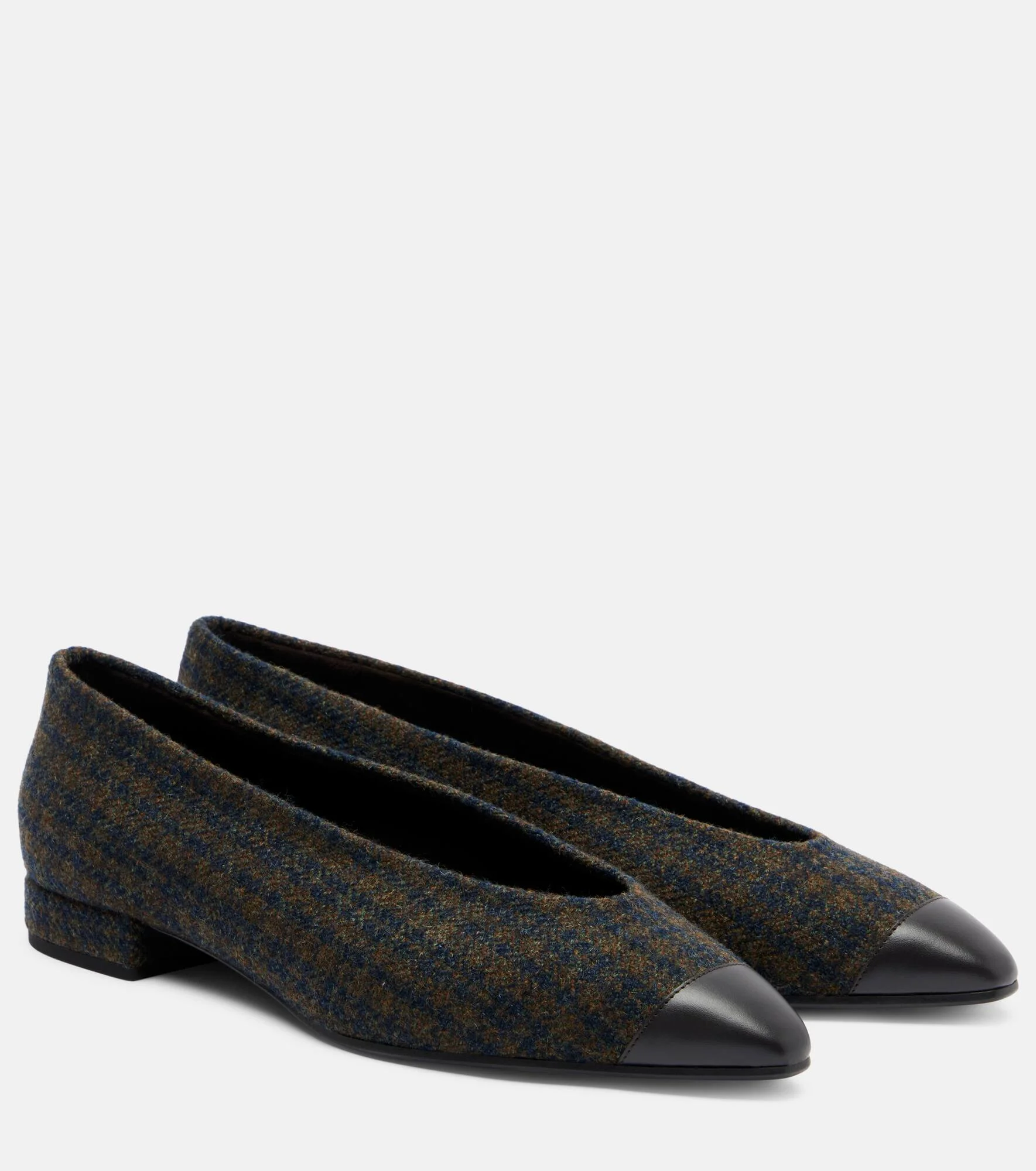 Rebecca leather-trimmed tweed ballet flats - 1