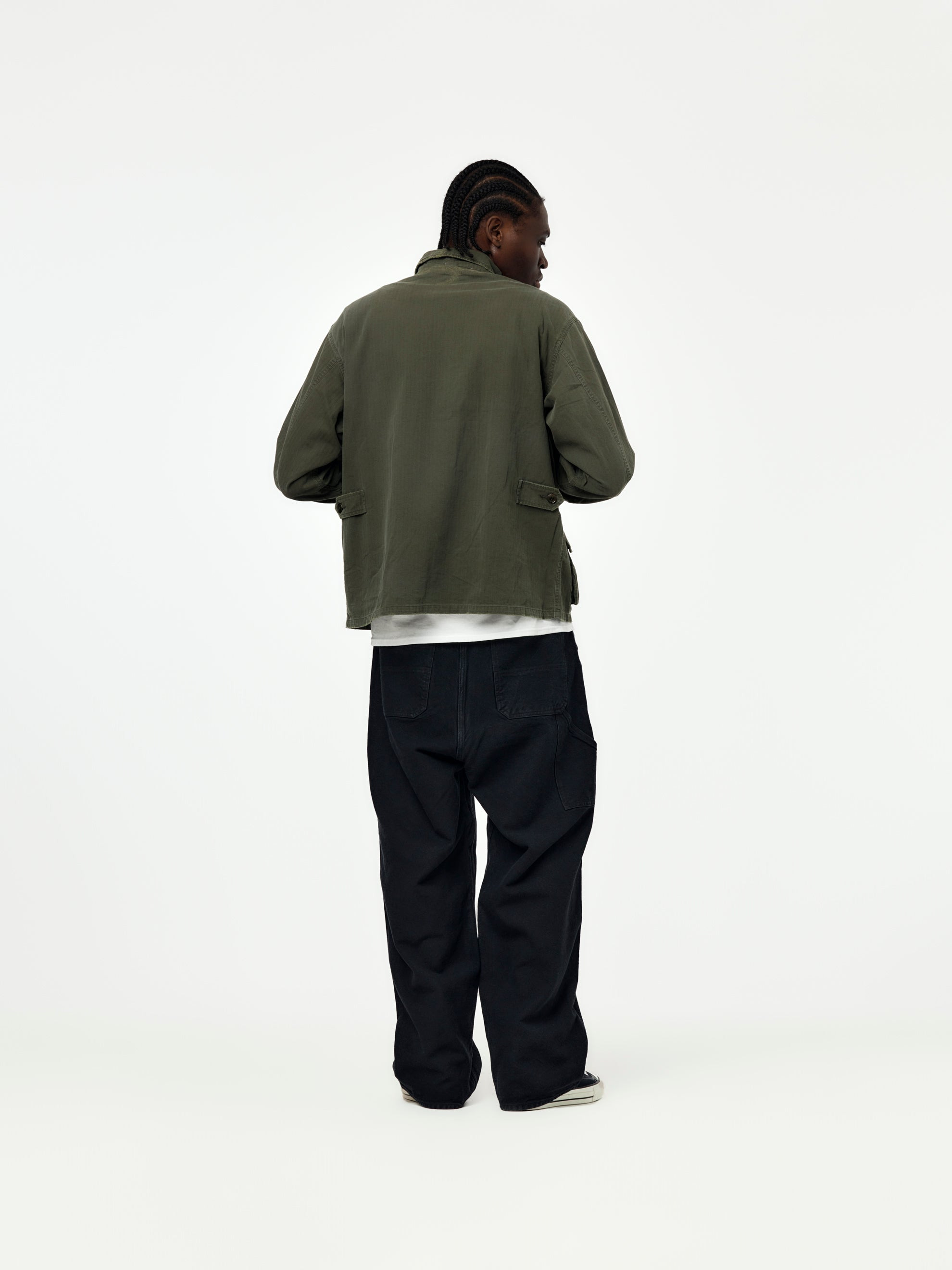 VINTAGE SILK HEMP DOUBLE KNEE PANTS (BLACK) - 6