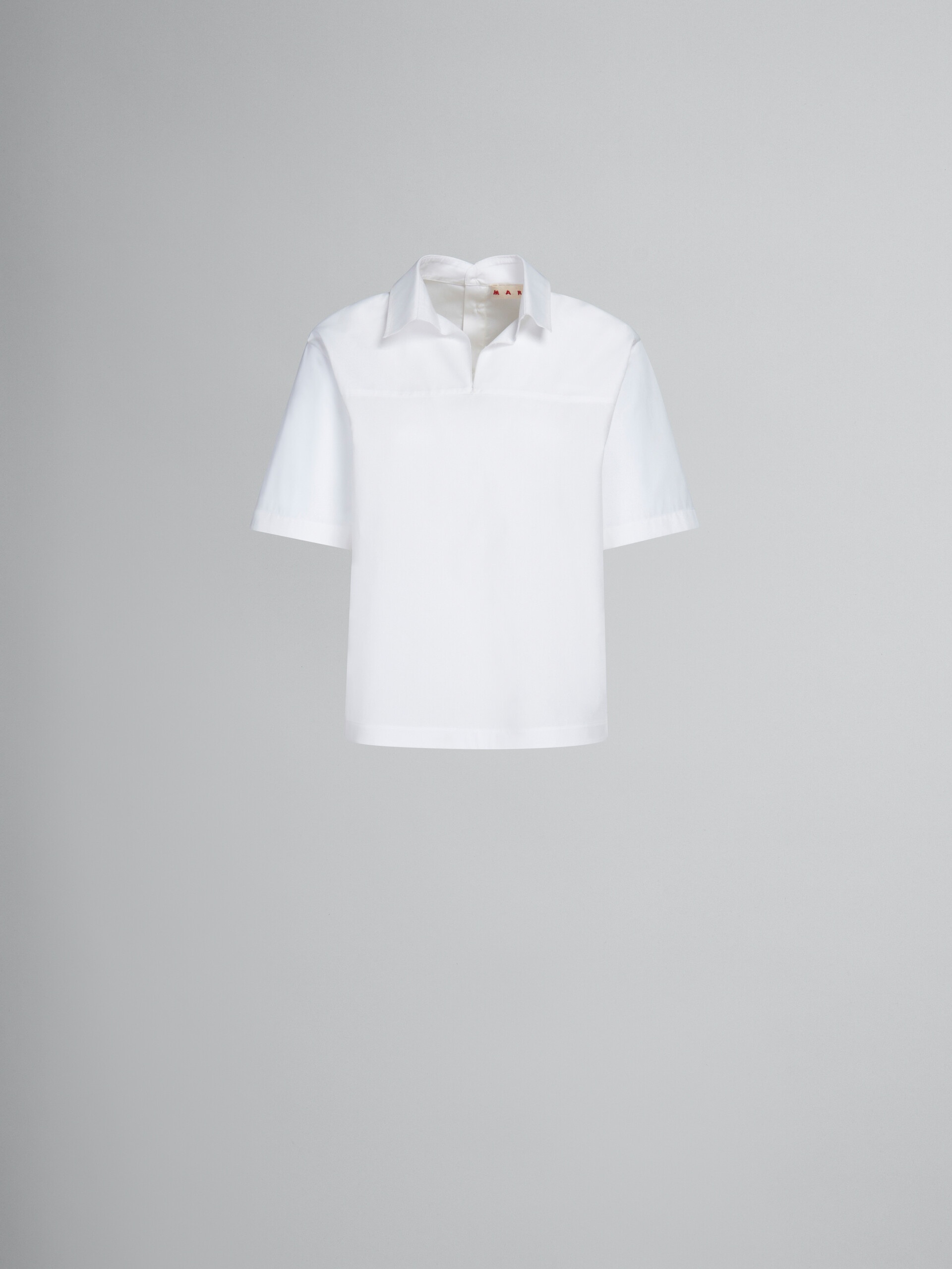 WHITE BIO POPLIN BLOUSE WITH POLO BACK - 1