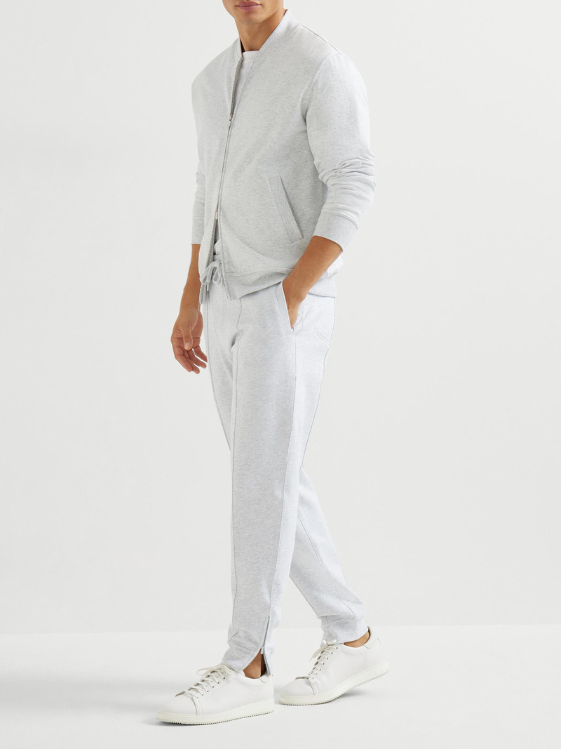 Men's Techno Cotton French Terry Sweatshirt with Zipper - Pearl Grey 6
