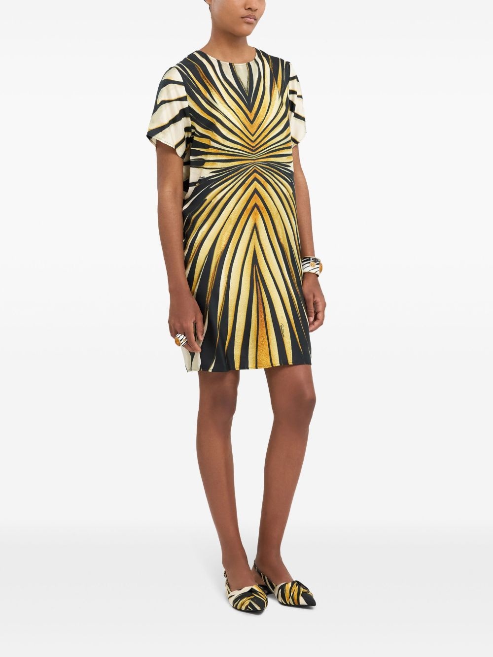 abstract-print silk dress - 3