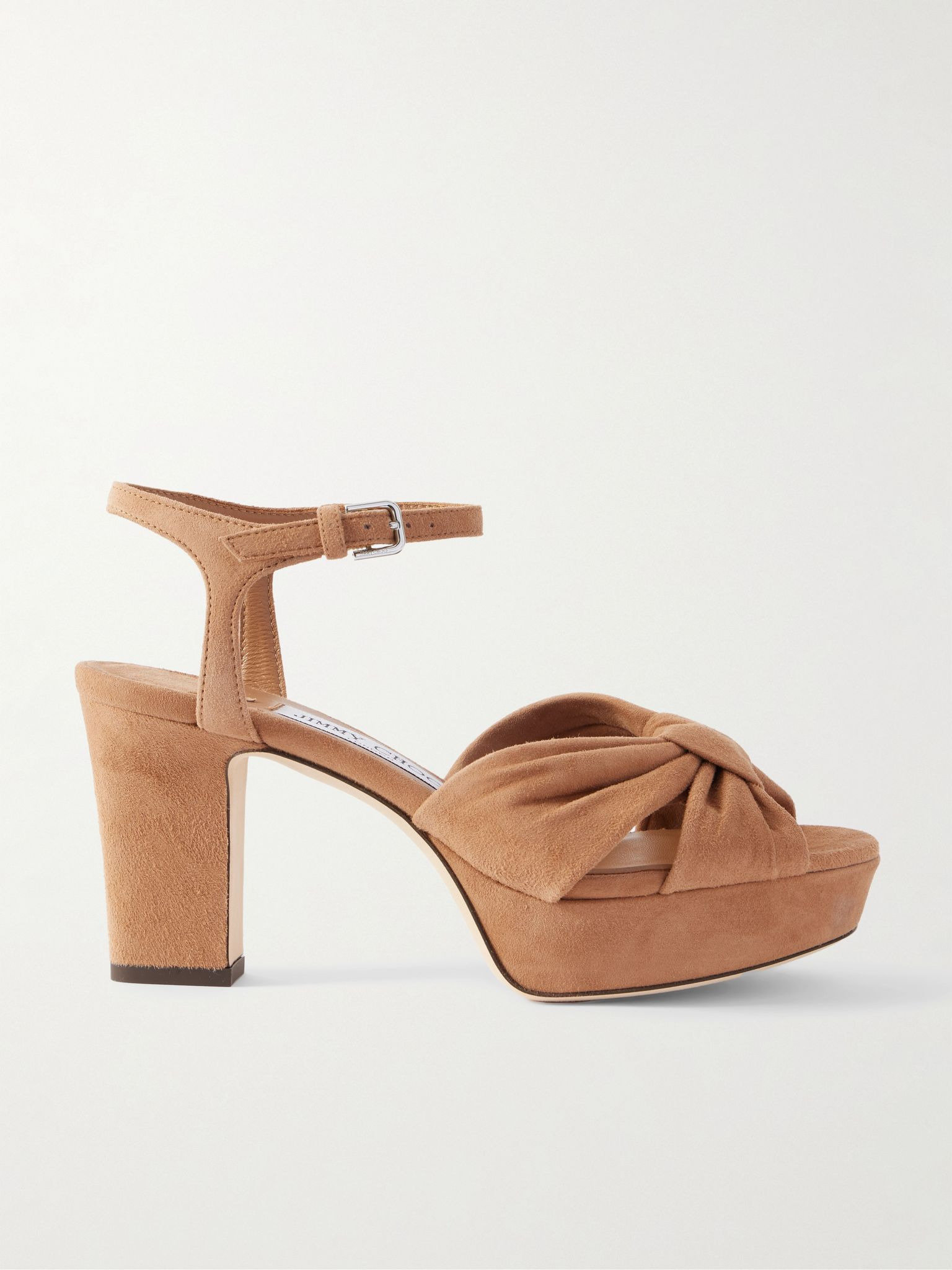 Heloise 80 knotted suede platform sandals Tan - 1