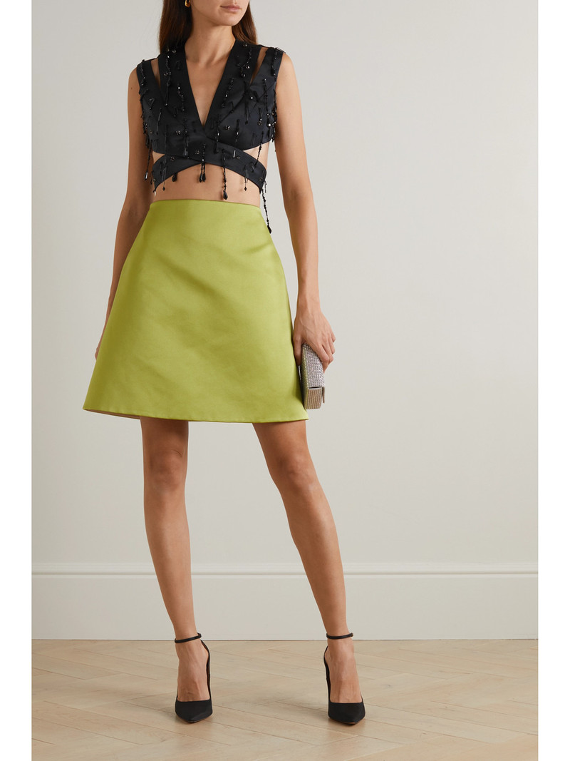 EMILIA WICKSTEAD Tara Cropped Bead-embellished Cutout Duchesse-satin Top outlook