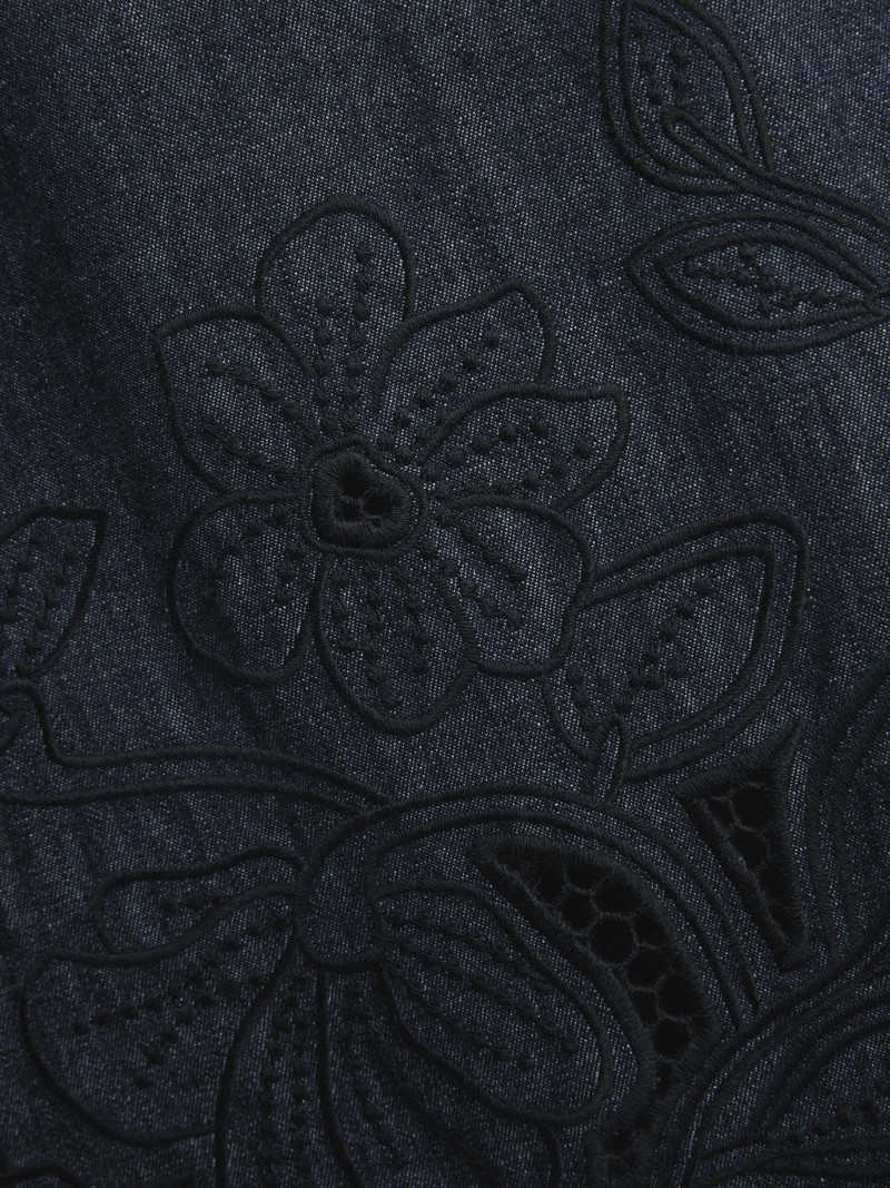 Women's Rosaura Floral Laser-Cut Midi-Dress - Indigo Rinse 7