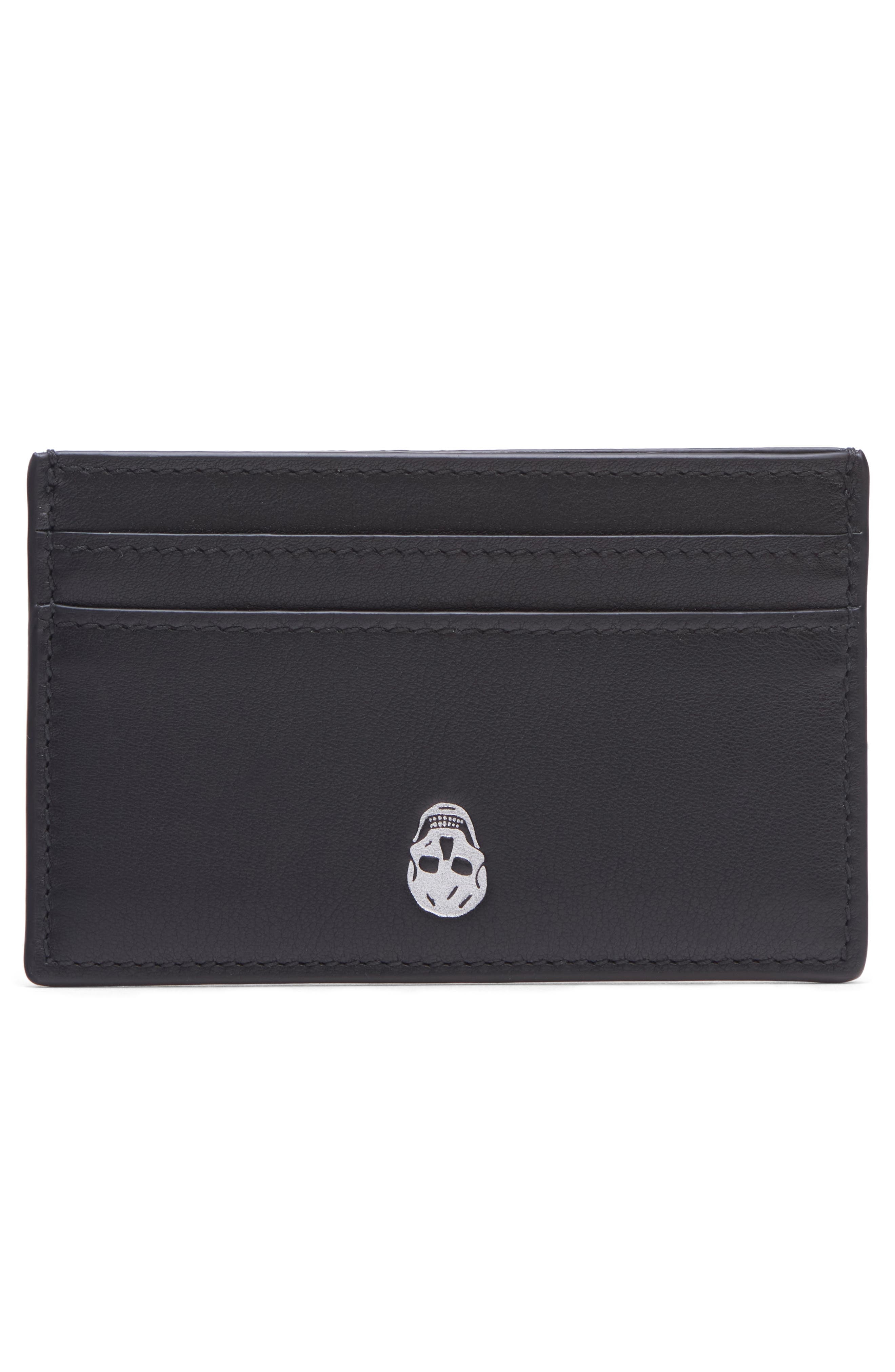 McQueen Leather Card Case in Black/Silver at Nordstrom - 4