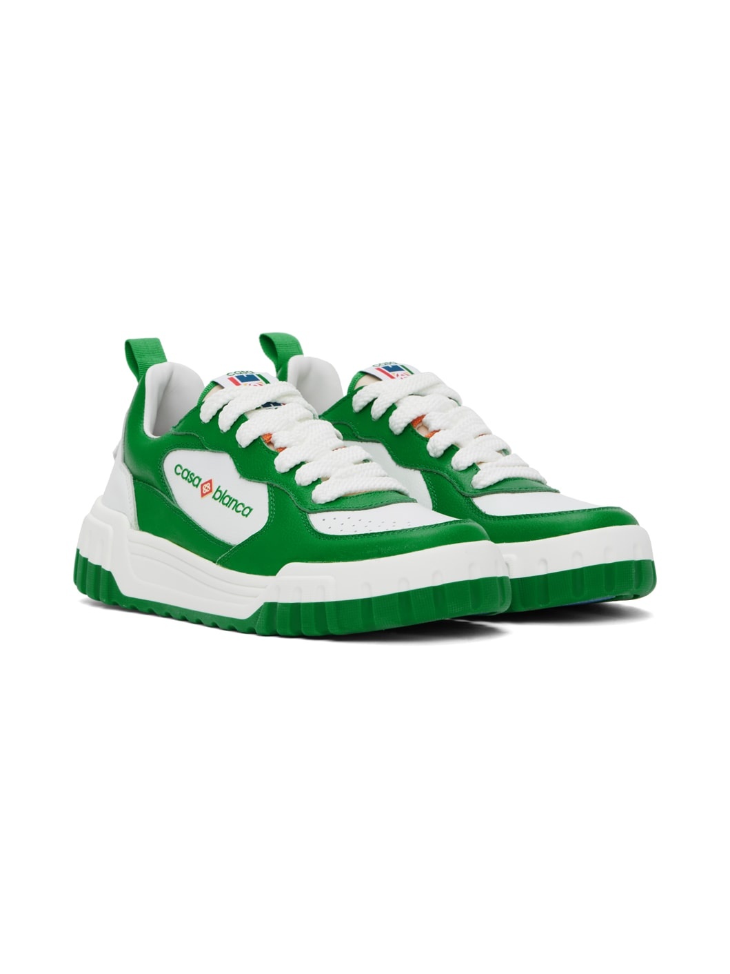 Green & White Court Sneakers - 4