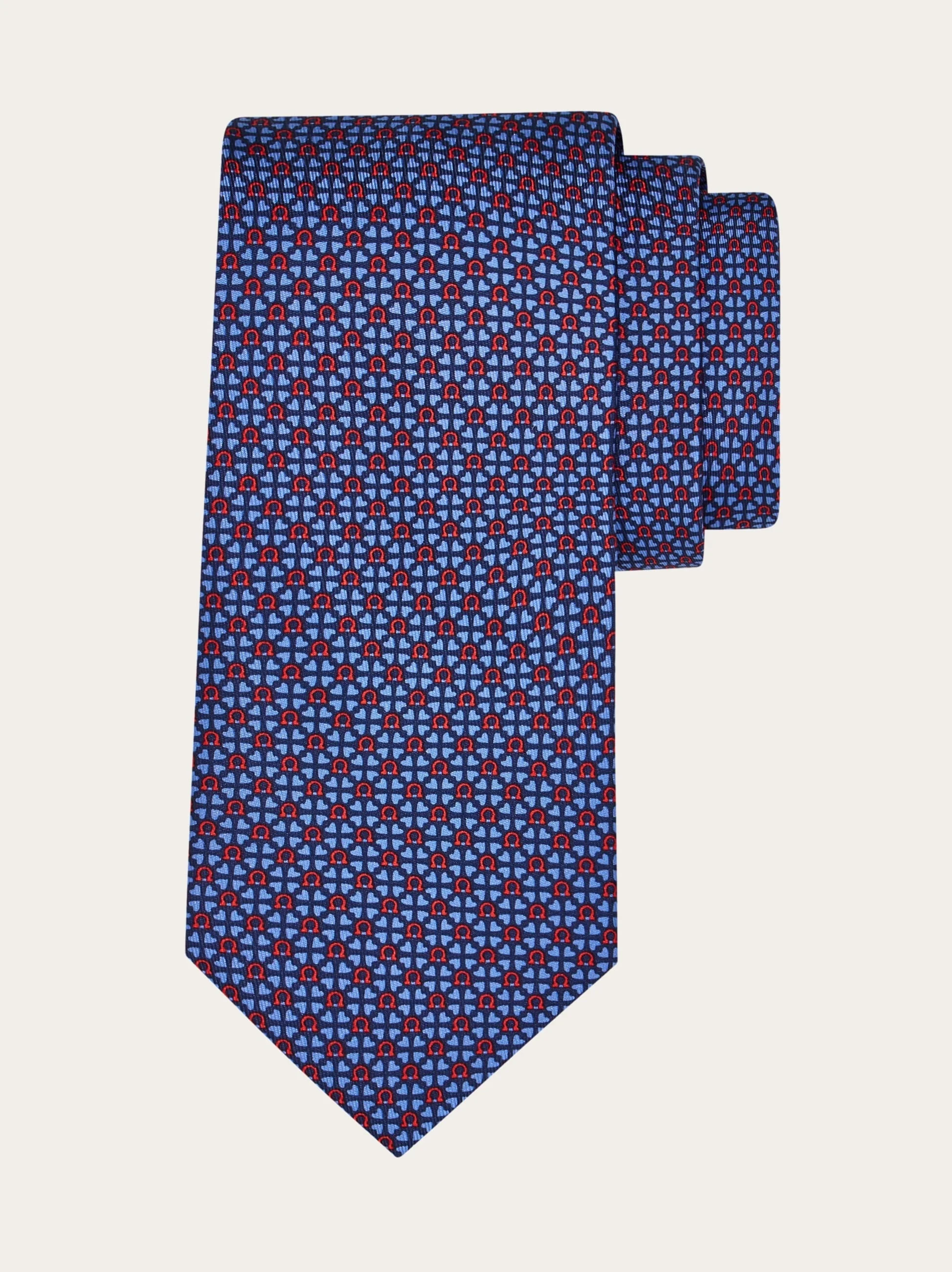 Gancini and hearts printed silk tie - 1