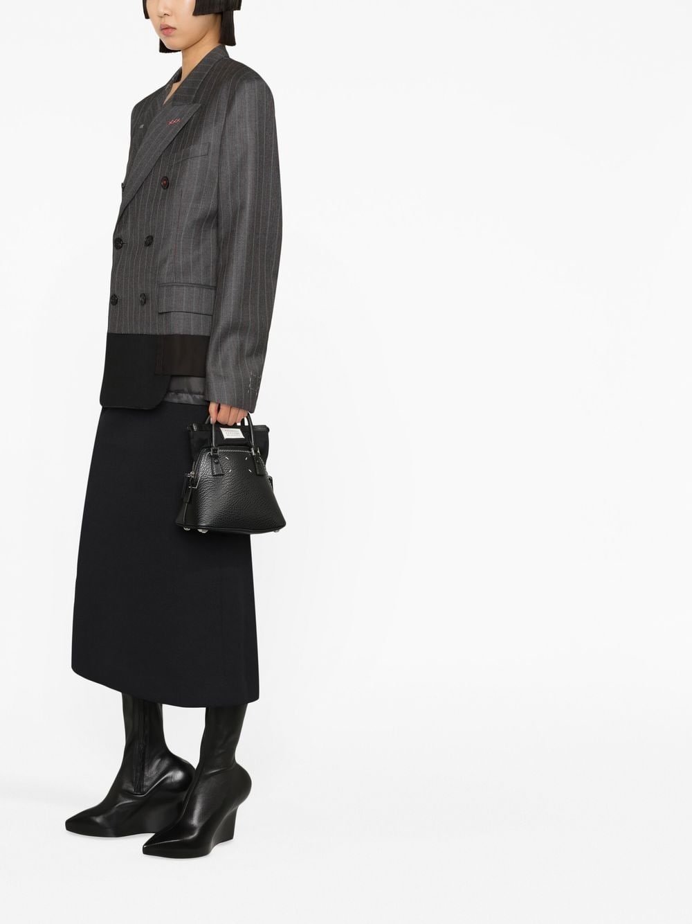 contrast-panel double-breasted blazer - 2