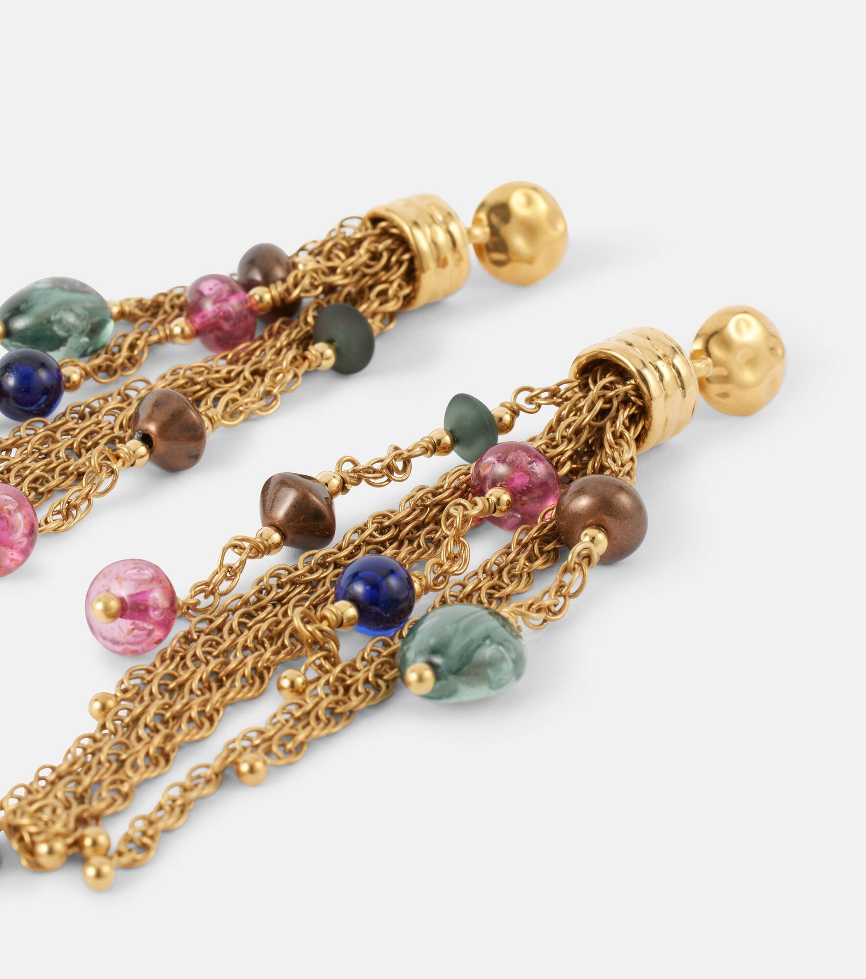 Pompoms beaded drop earrings - 4