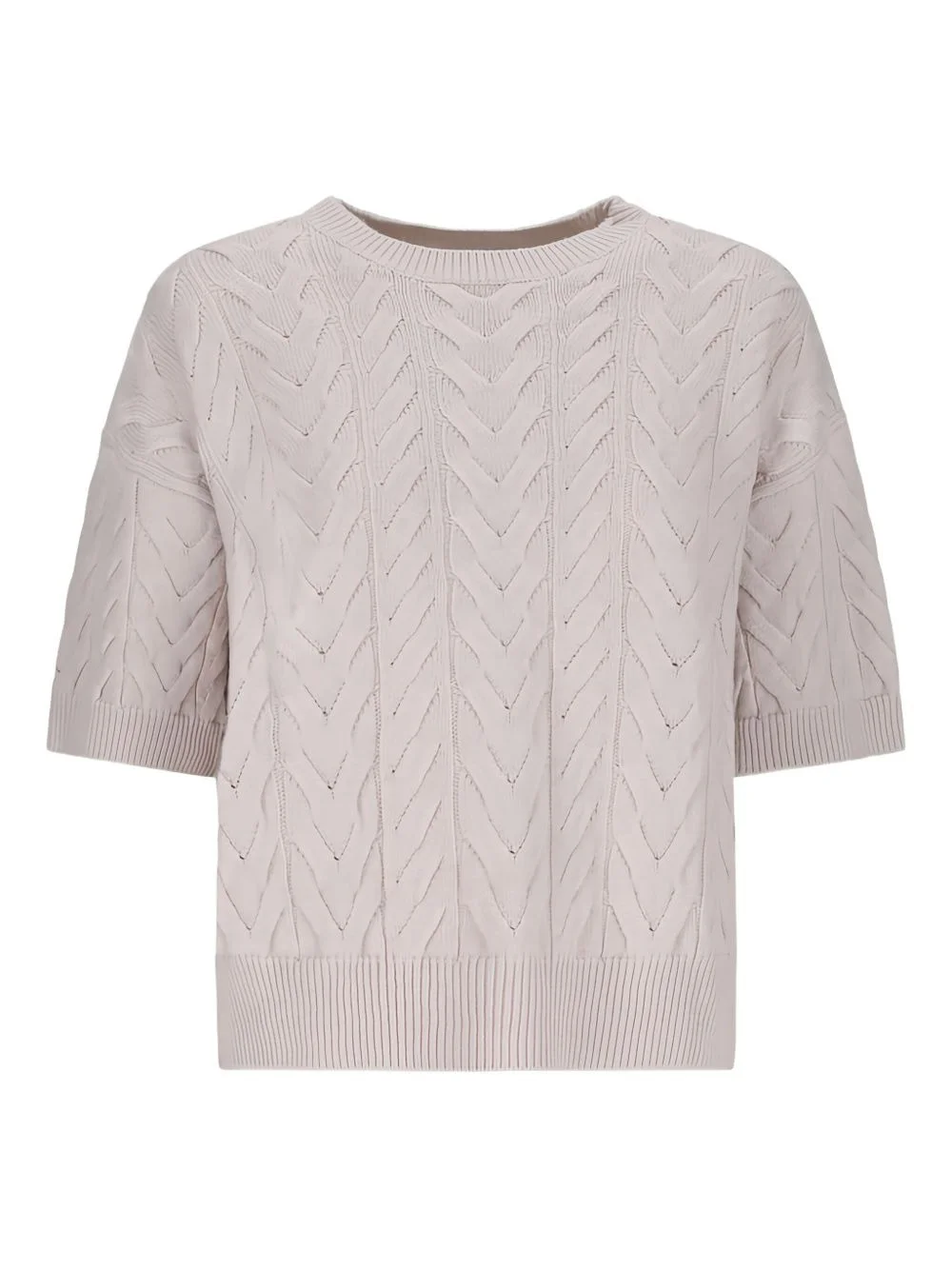 cable-knit short-sleeve T-shirt - 1