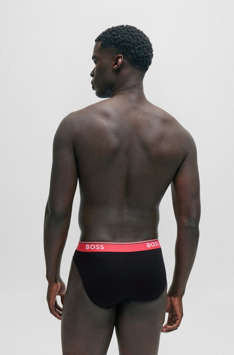 BOSS THREE-PACK OF STRETCH-COTTON BRIEFS WITH LOGO WAISTBANDS outlook