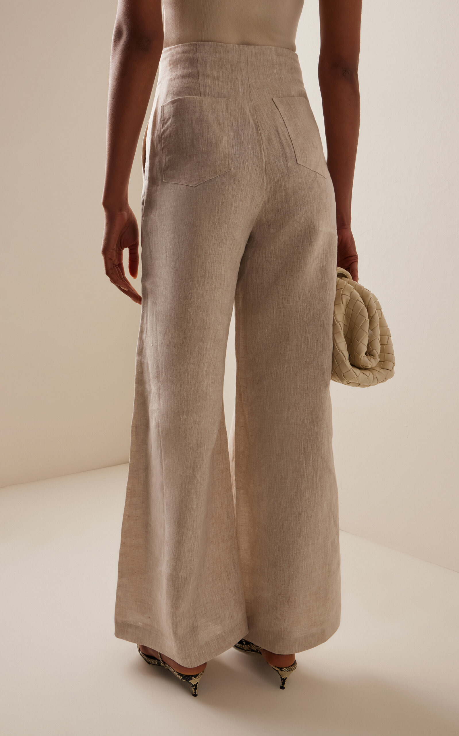 Me Hablas Linen Wide-Leg Pants khaki - 4