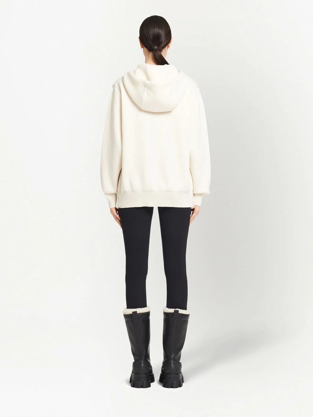 oversized cashmere zip-front hoodie - 4