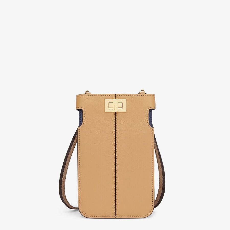 Beige leather pouch - 1