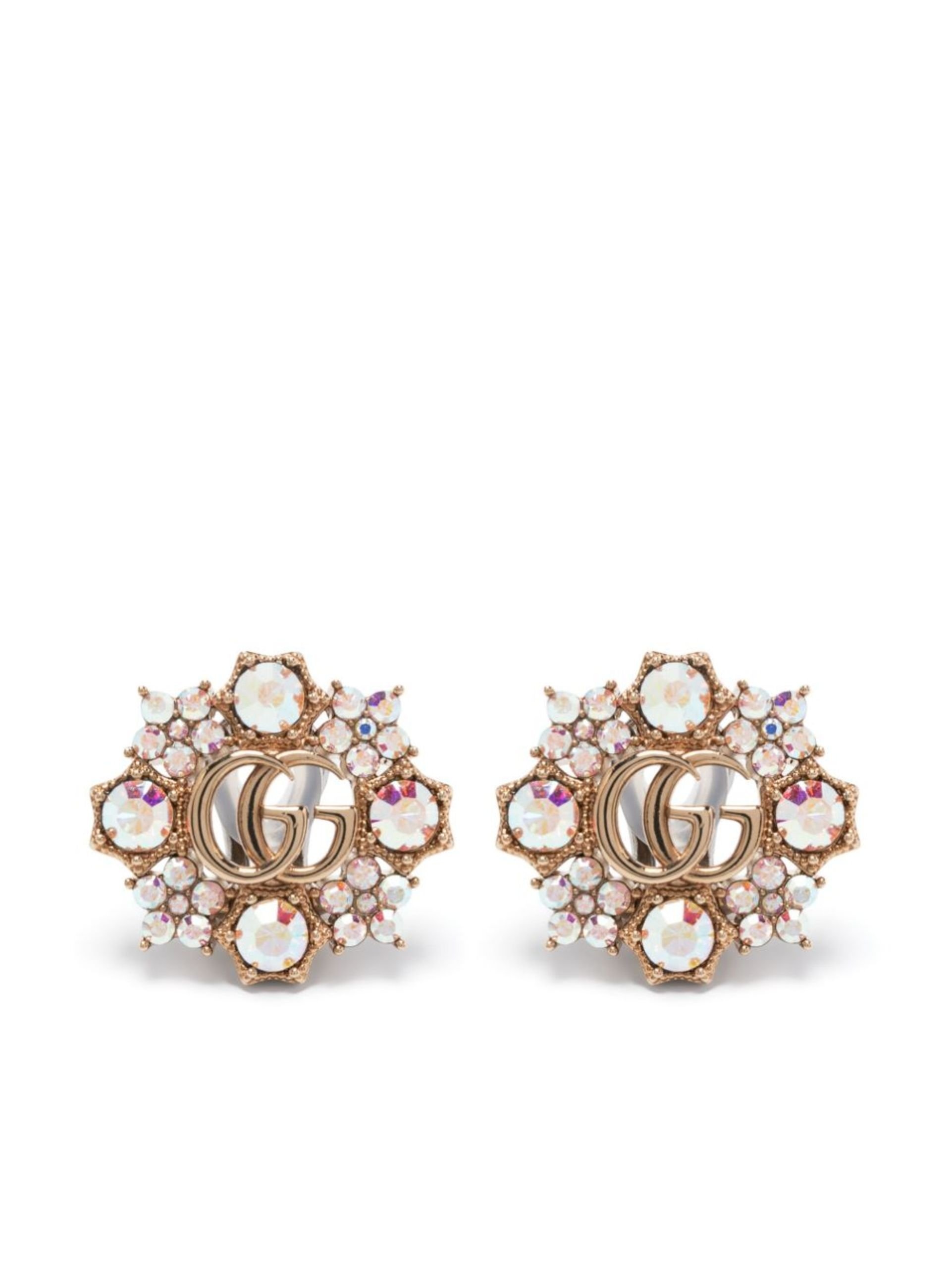 Gold-tone GG Crystal Flower Earrings - 1