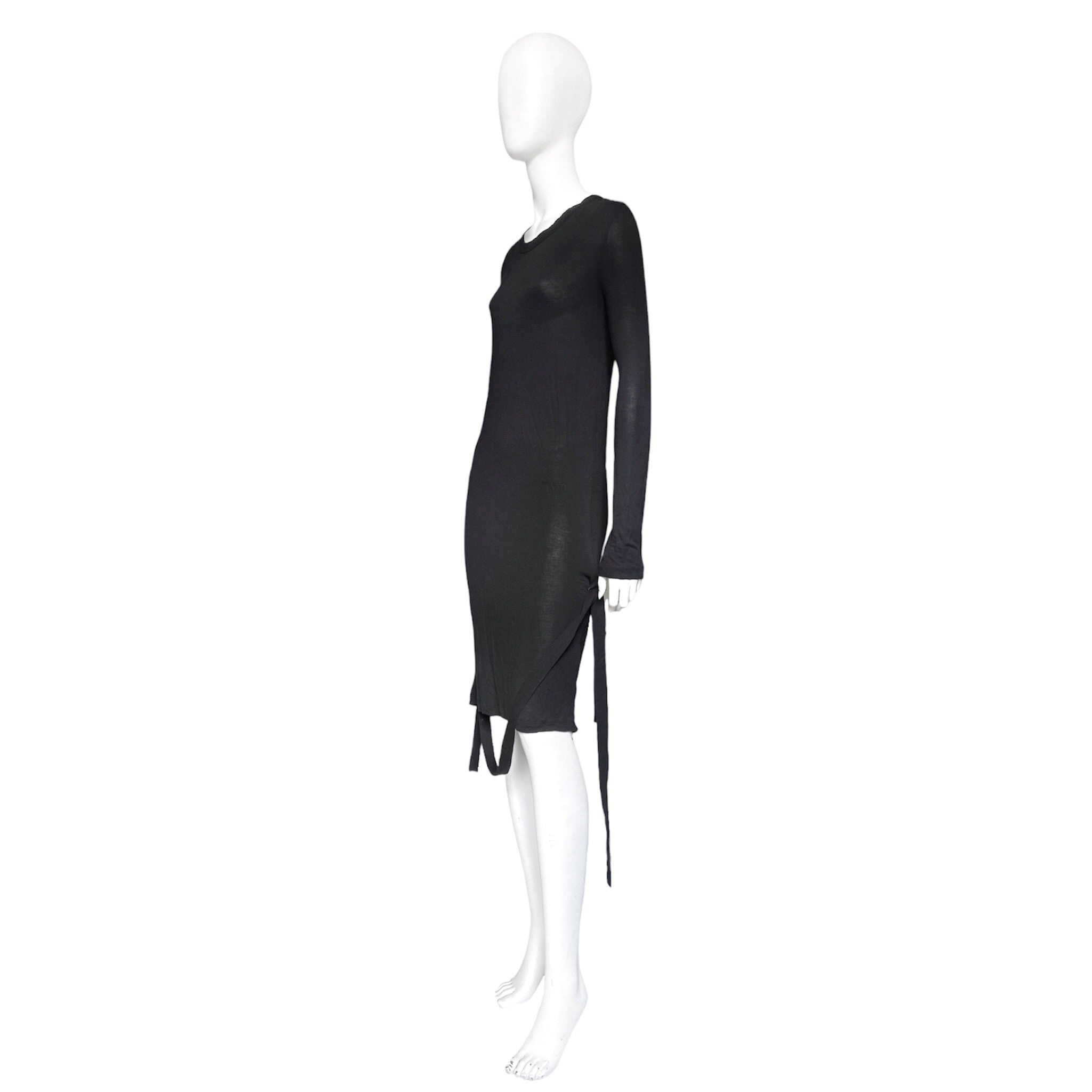 chinese dress ladies Black Wet Look Bondage Dress with Collar & Ribbons