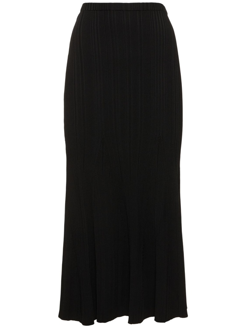 Ribbed viscose knit long skirt - 1