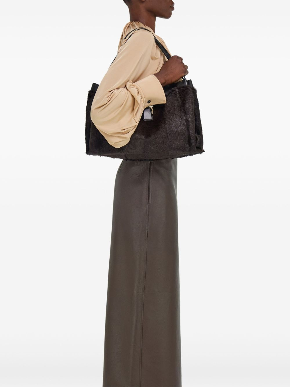 mink-effect leather tote bag - 2
