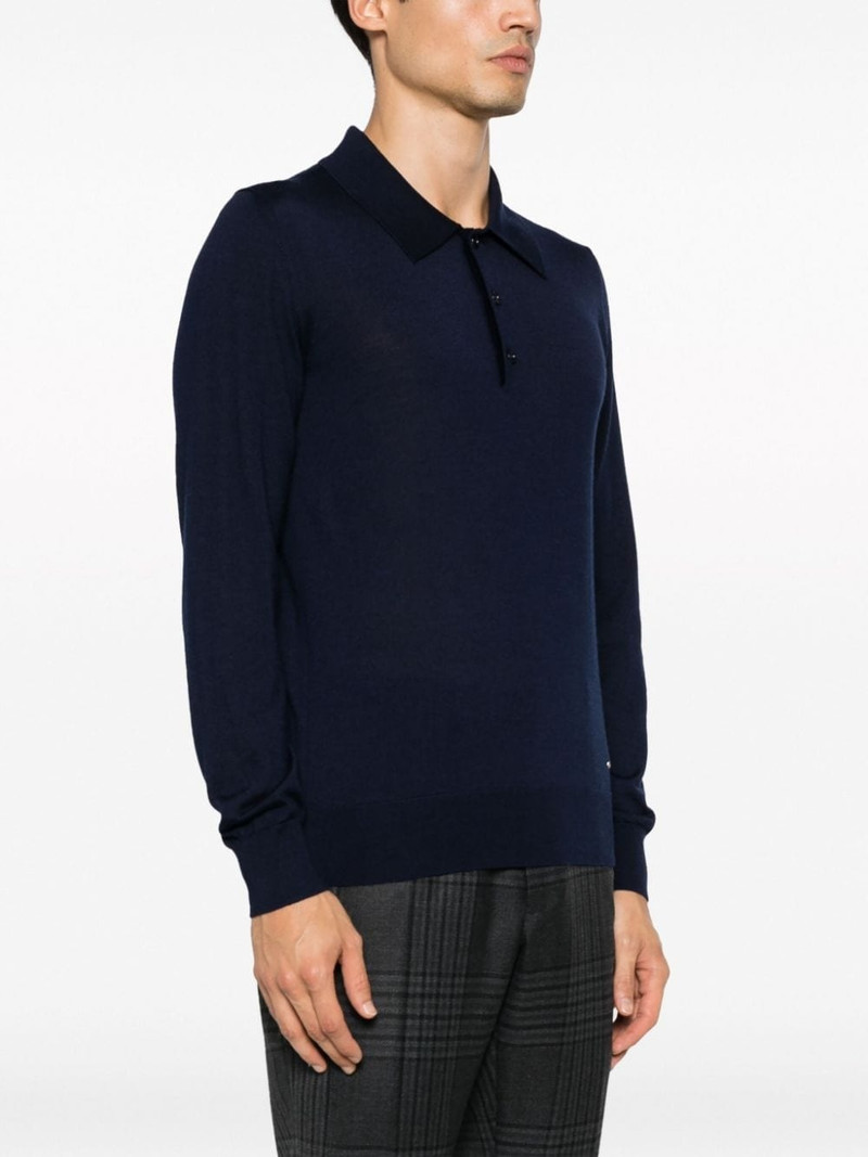 logo-plaque fine-knit polo shirt 3