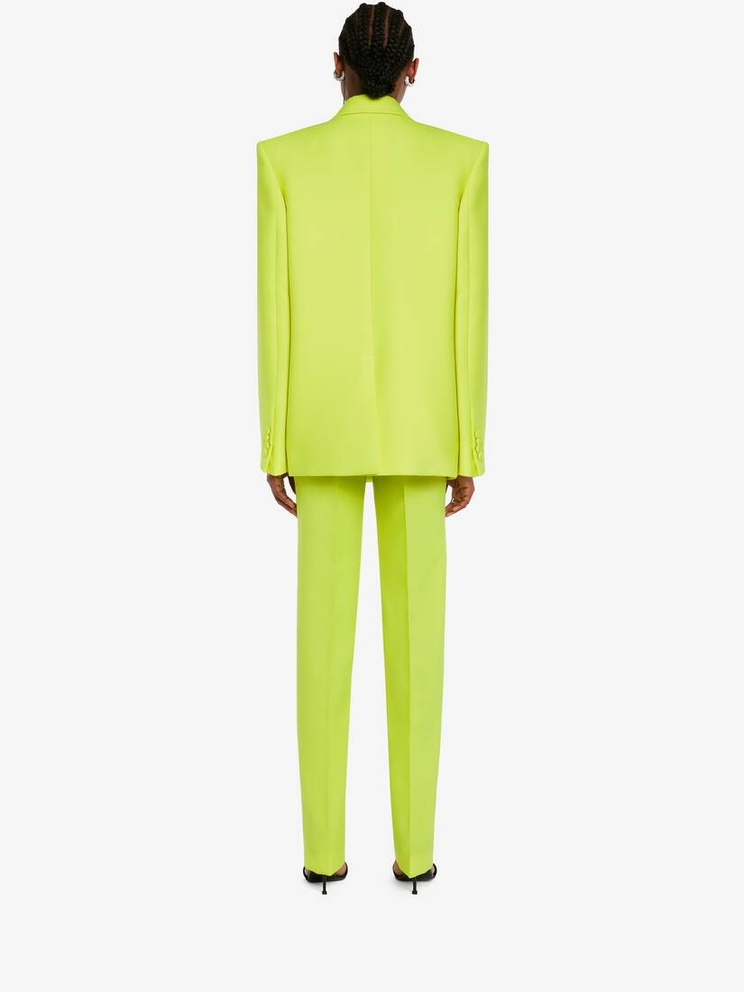 Women's Long Cigarette Trousers in Acid Yellow - 4