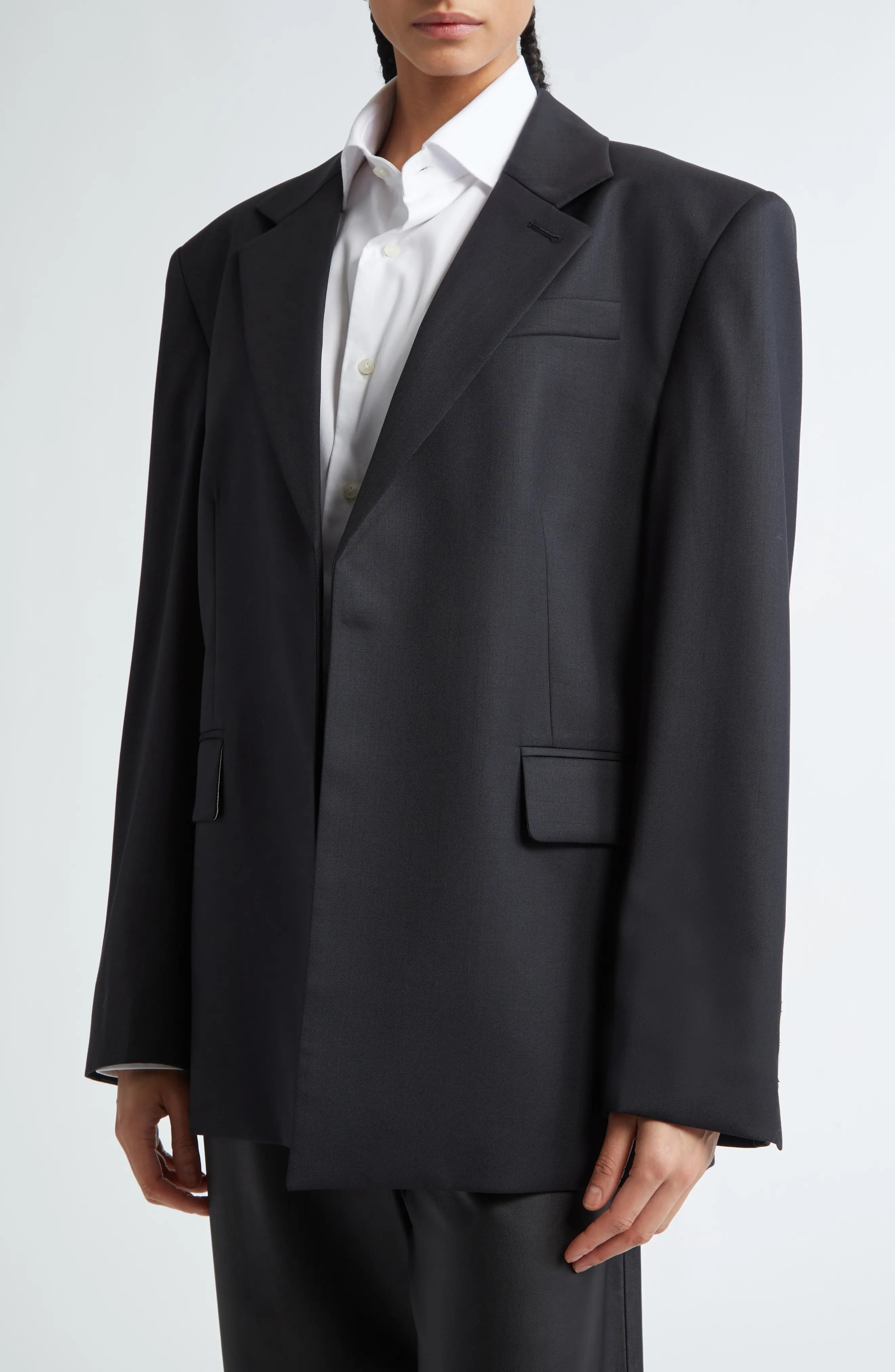 Classic Boxy Stretch Wool Blazer - 1