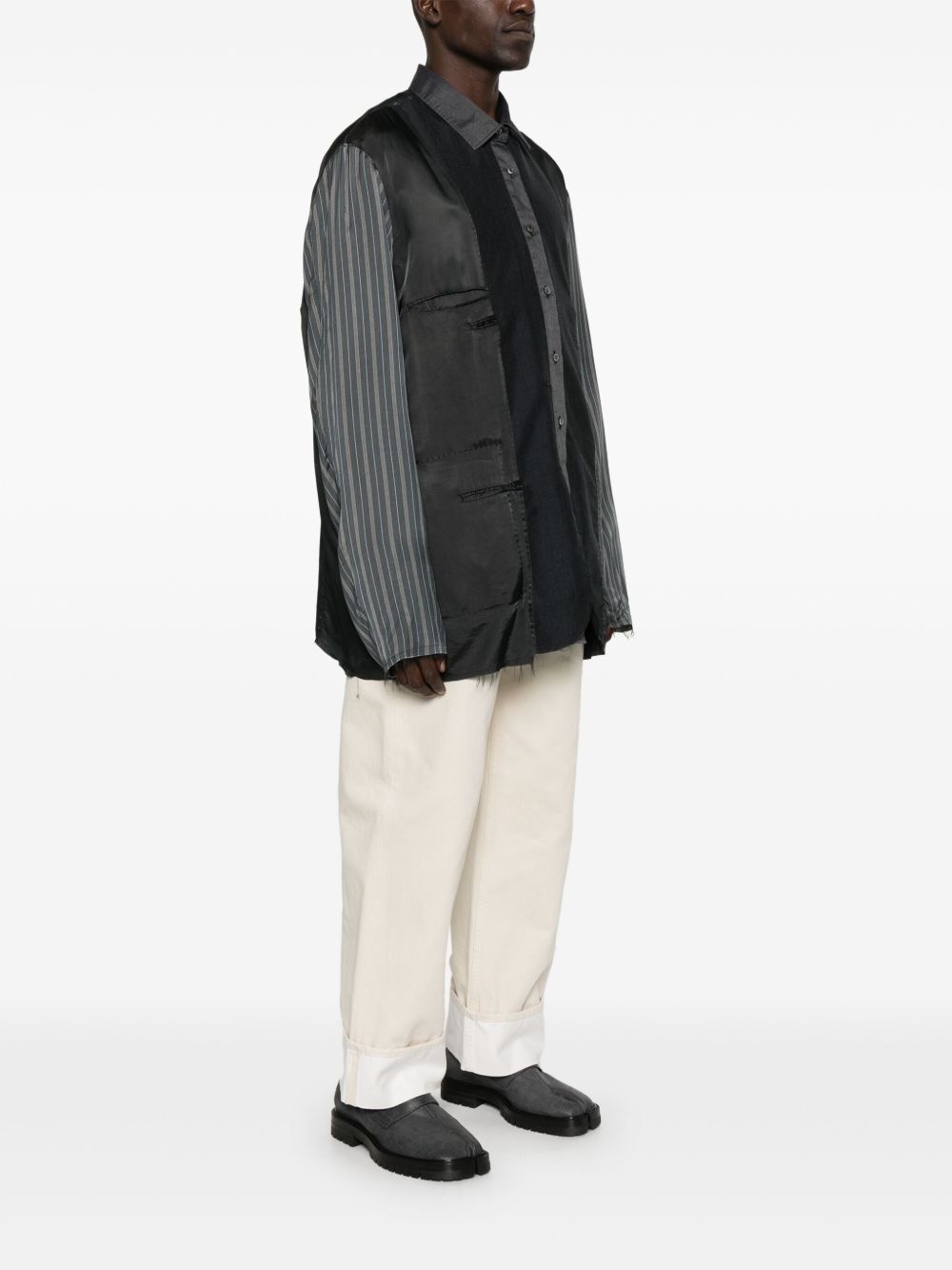 contrast-sleeves jacket - 3