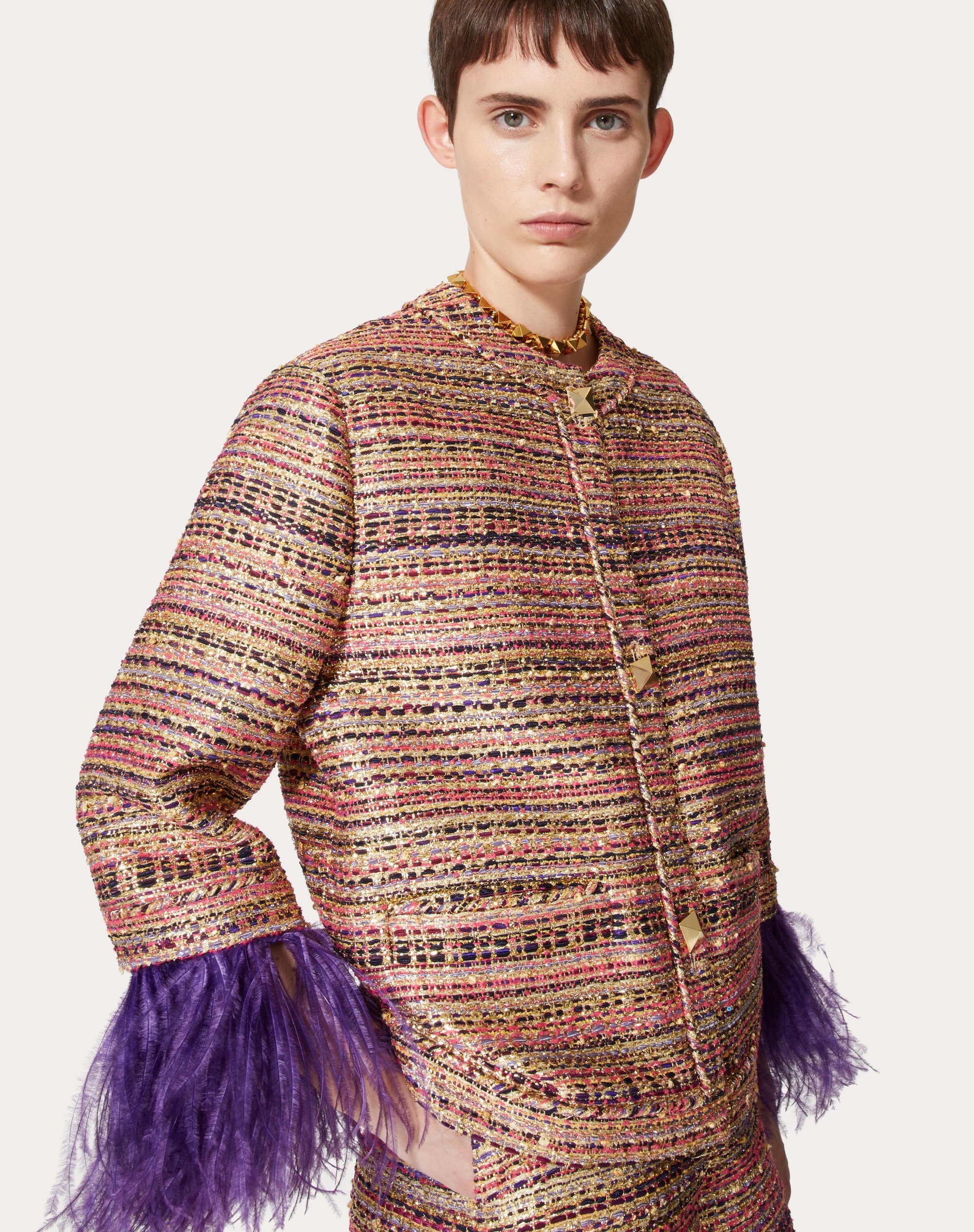 TWEED PARTY JACKET WITH FEATHERS - 5