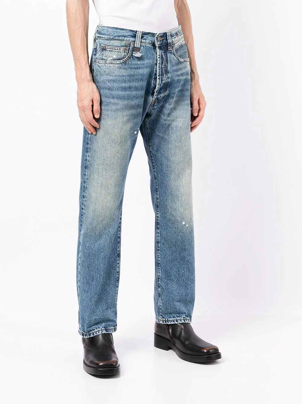 stonewashed straight-leg jeans - 3