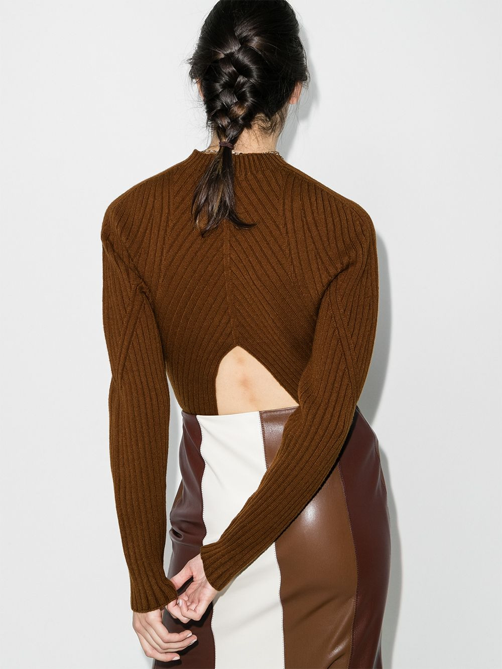 mock neck cutout back jumper - 3