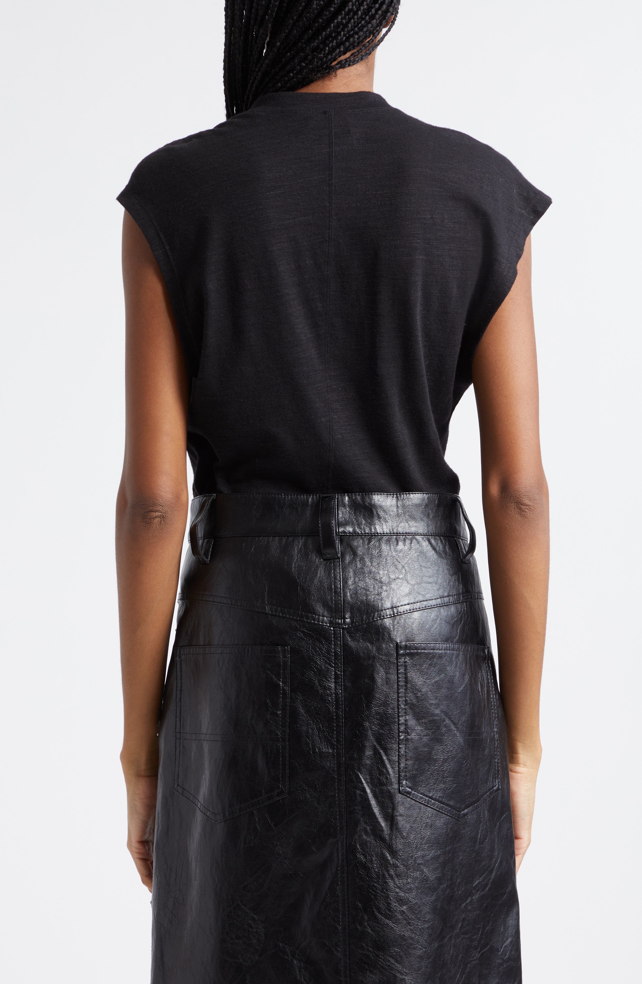 Isabel Marant Nayda Asymmetric Cotton Slub Top in Black at Nordstrom - 3