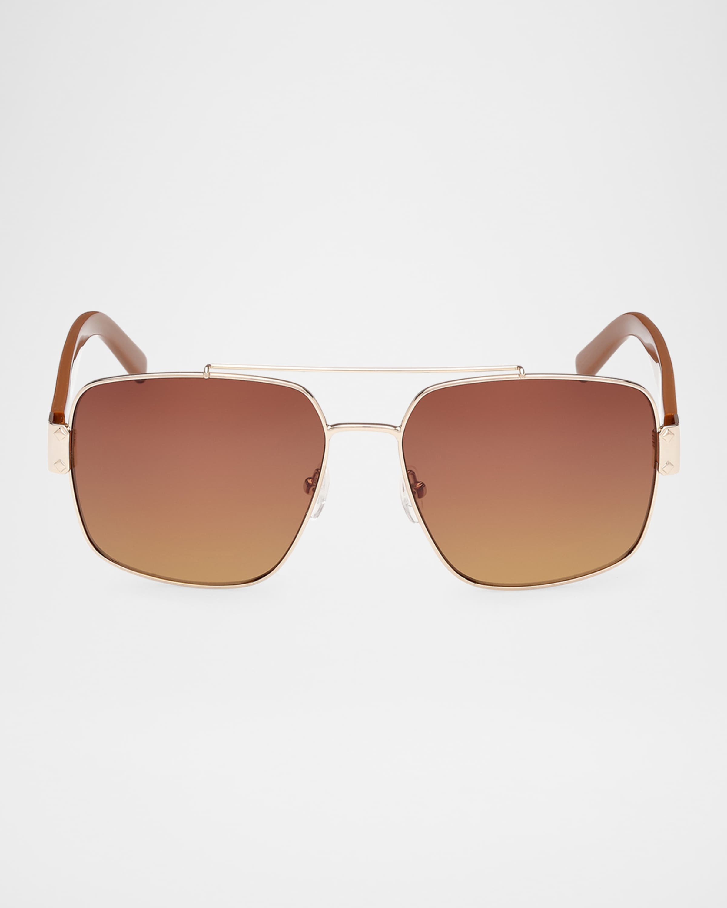 Men's MW0008M Metal Double-Bridge Square Sunglasses - 1