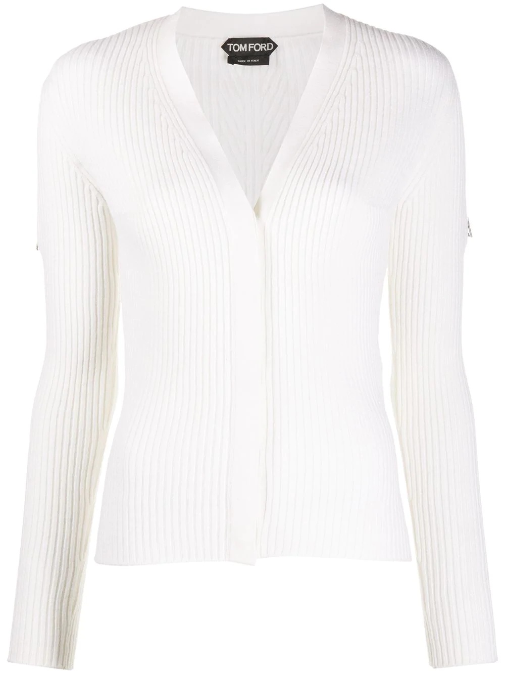 ribbed long-sleeved cardigan - 1