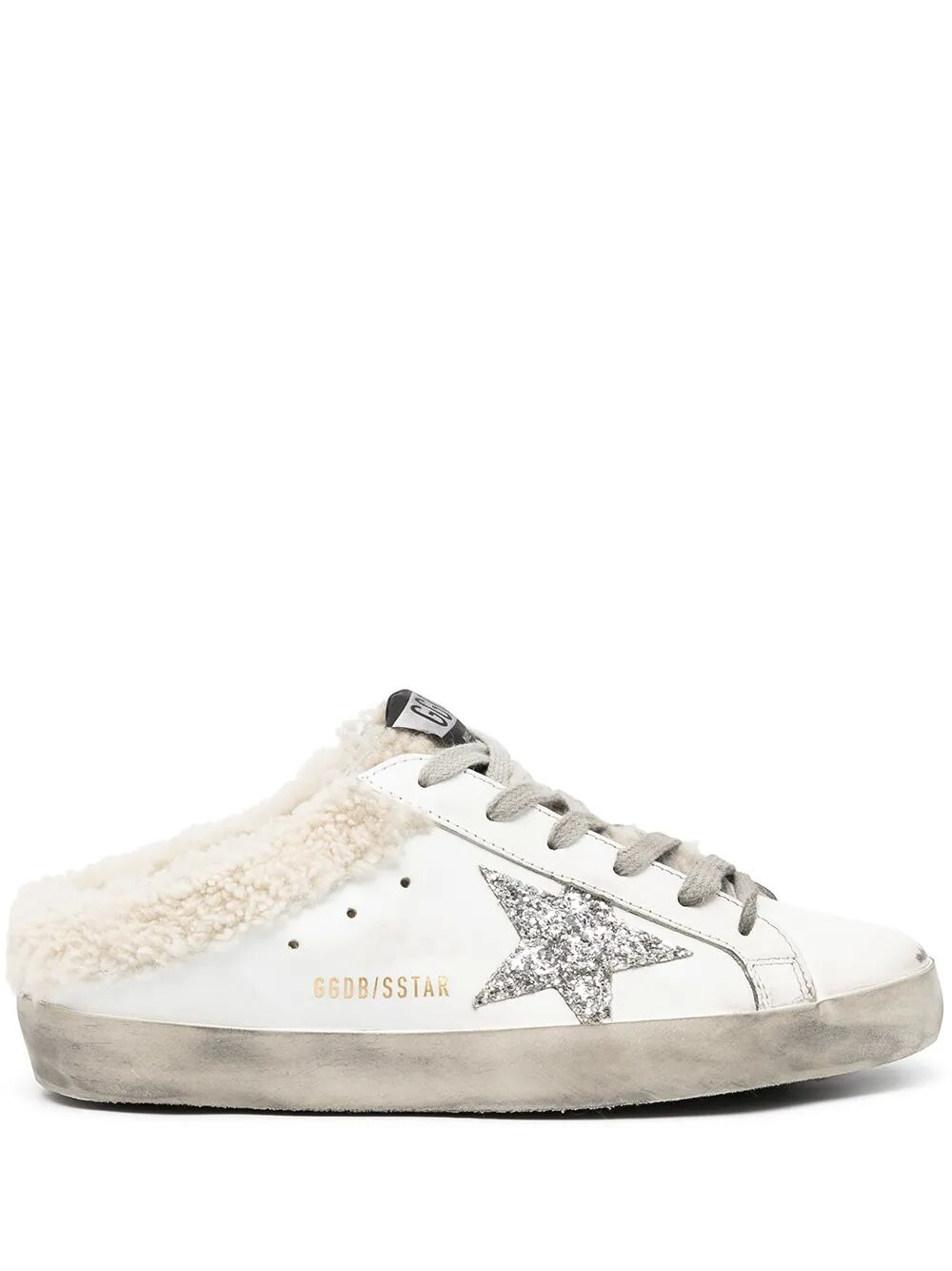Golden Goose Women "Super Star" Sabot Leather Upper Glitter Star Shearling Lining - 1