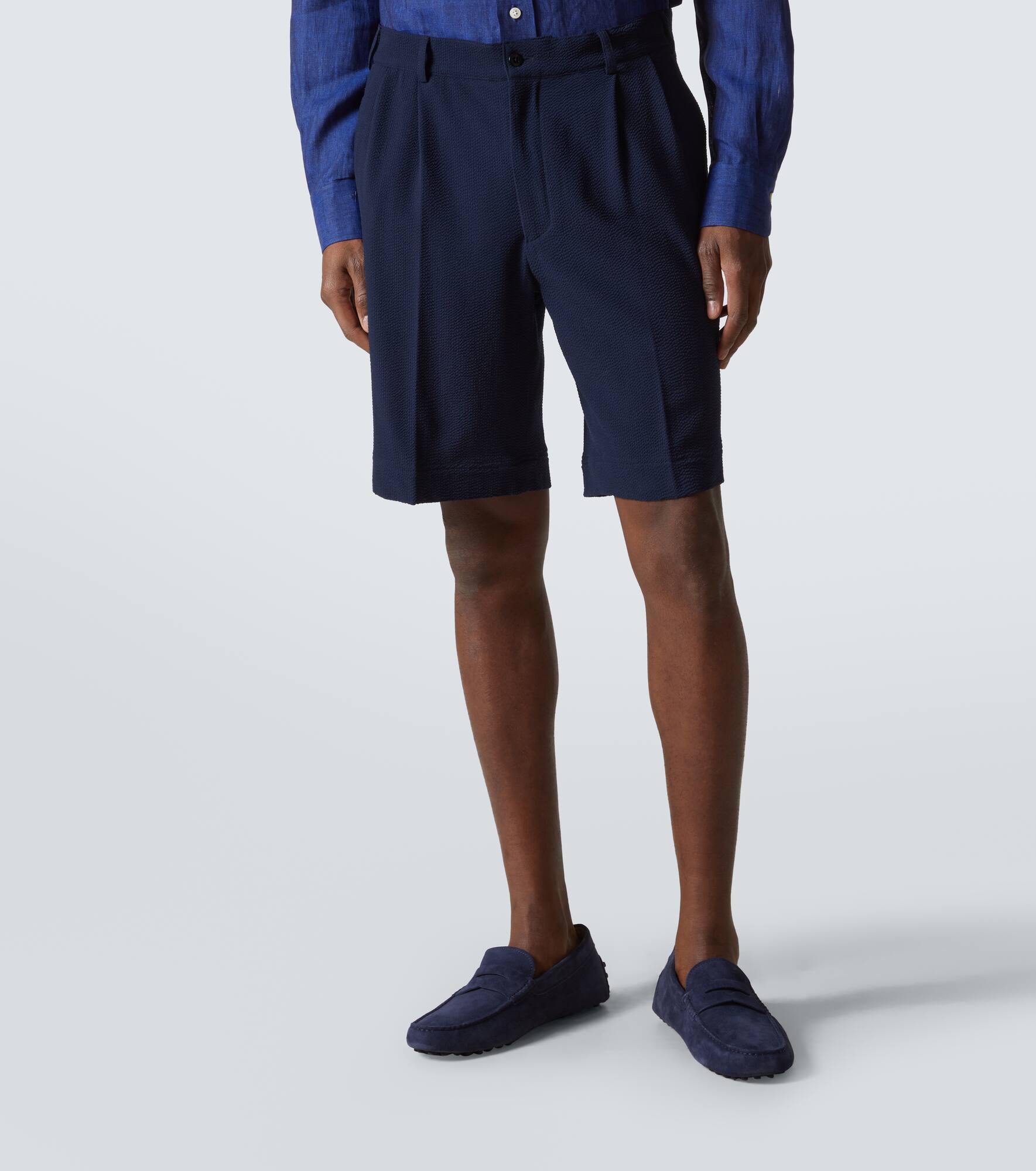 Pleated wool seersucker shorts - 3
