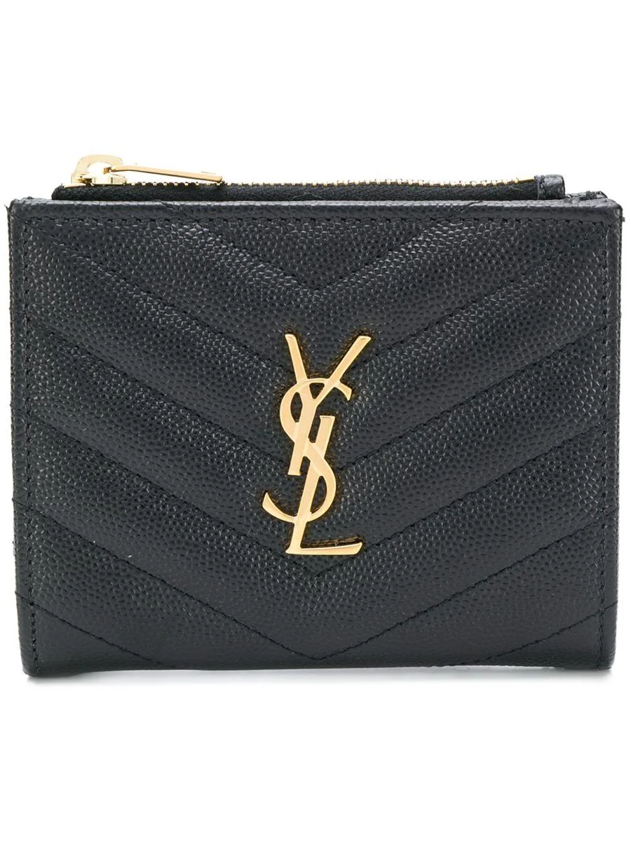 Saint Laurent Cassandre Matelassé Bi-Fold Wallet In Grain De Poudre Leather Accessories - 1