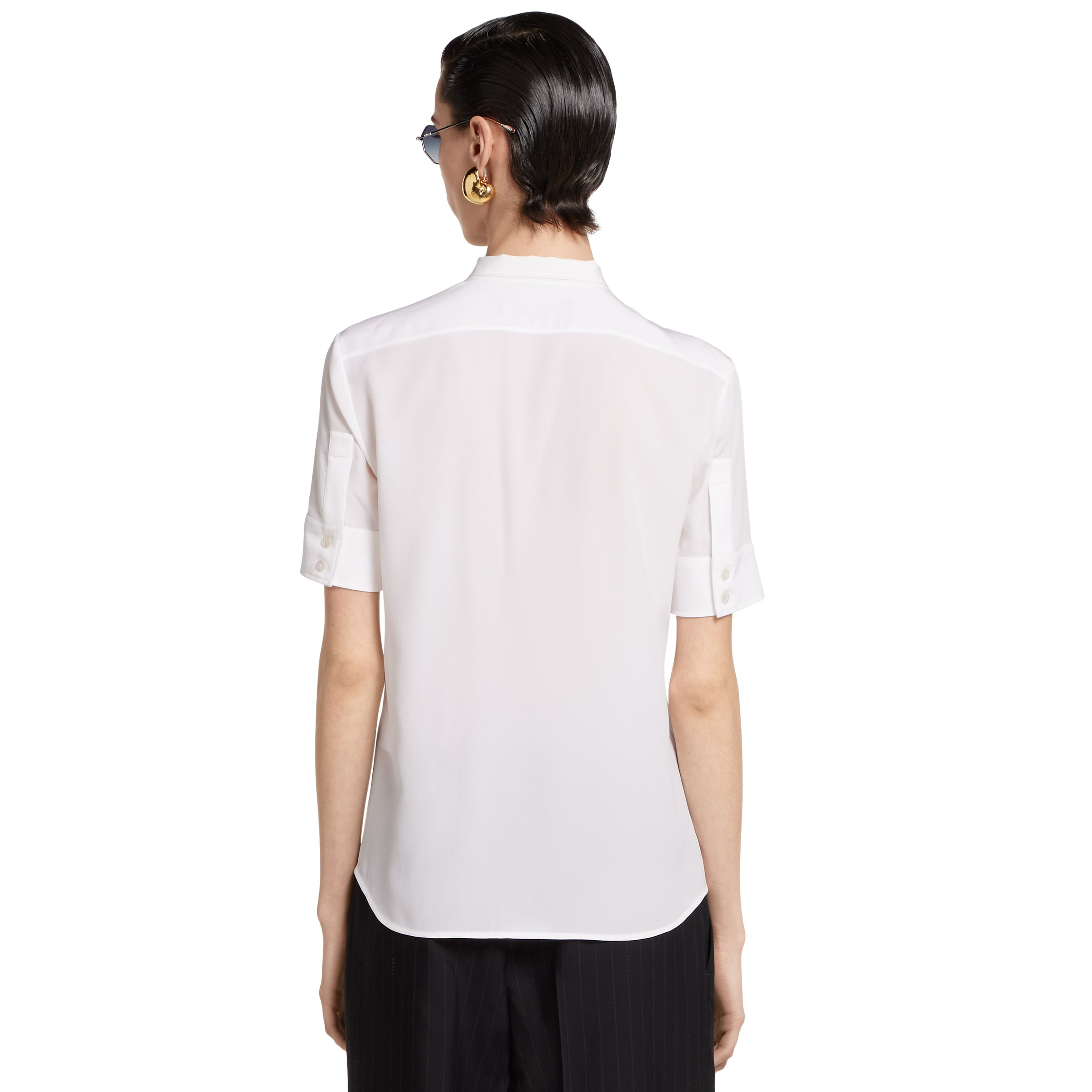 Silk crêpe de chine shirt with embroidery - 4